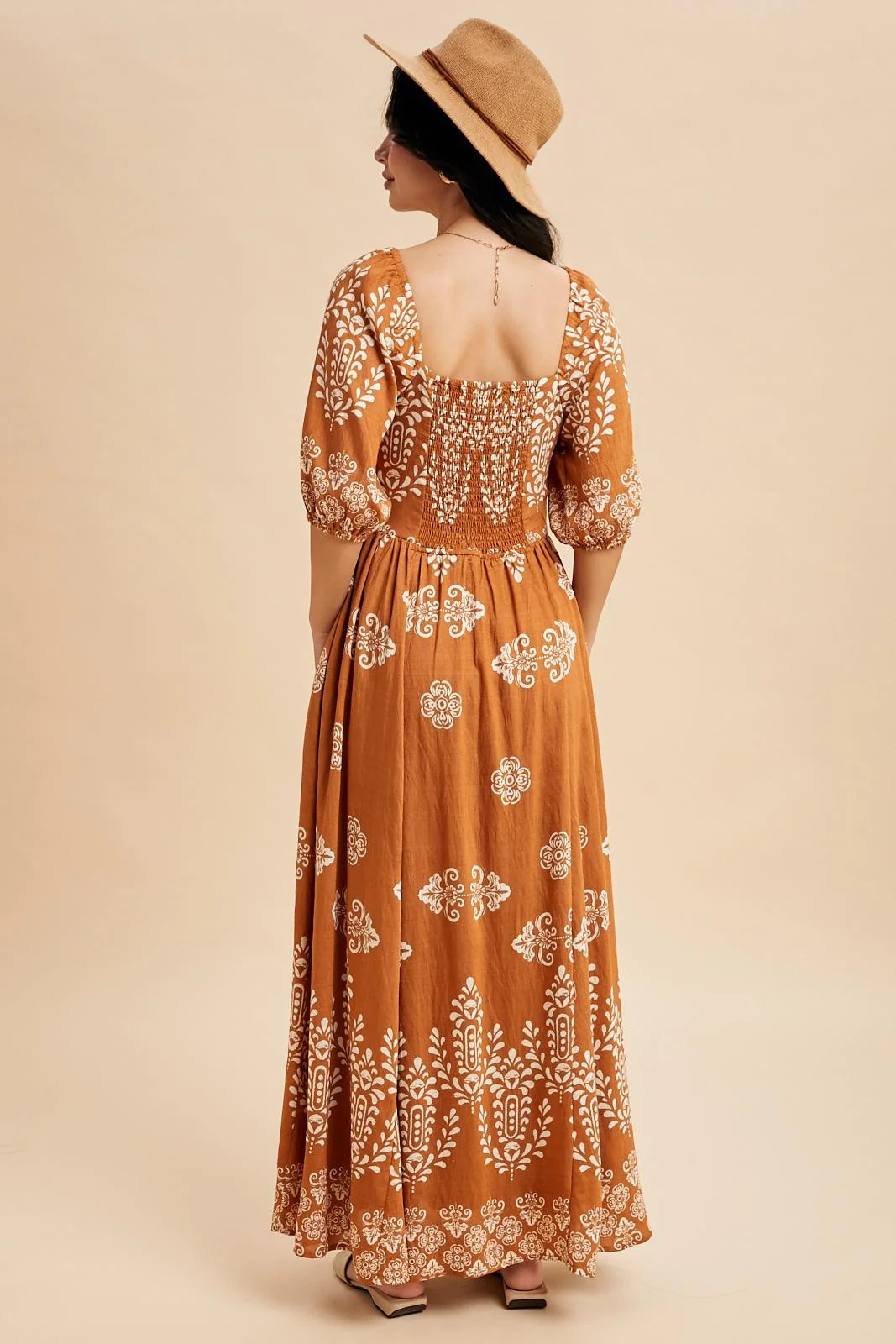 Amber Damask Print Short Sleeve Maxi Dress - Image 4
