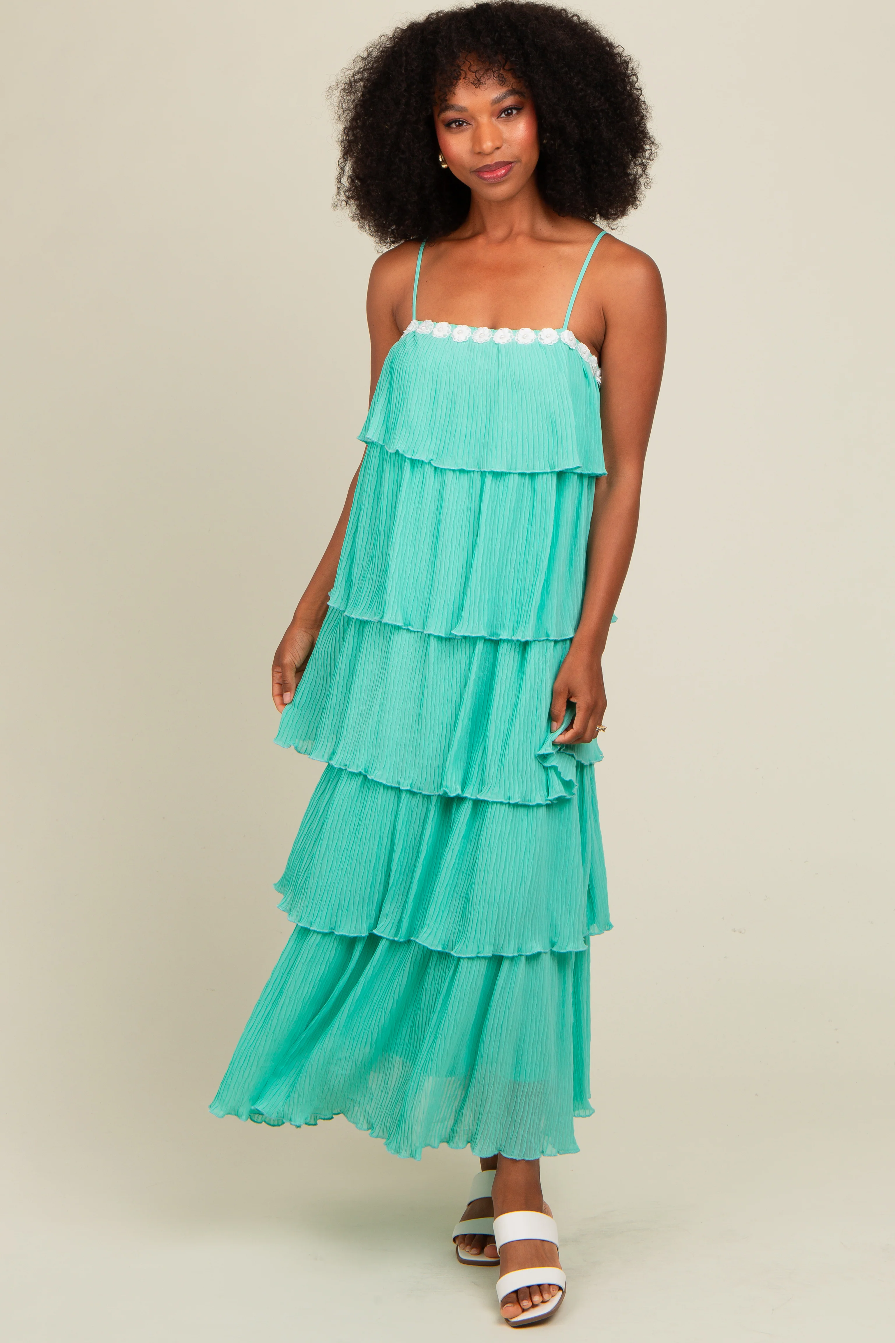 Aqua Ruffle Tiered Maxi Dress - Image 2