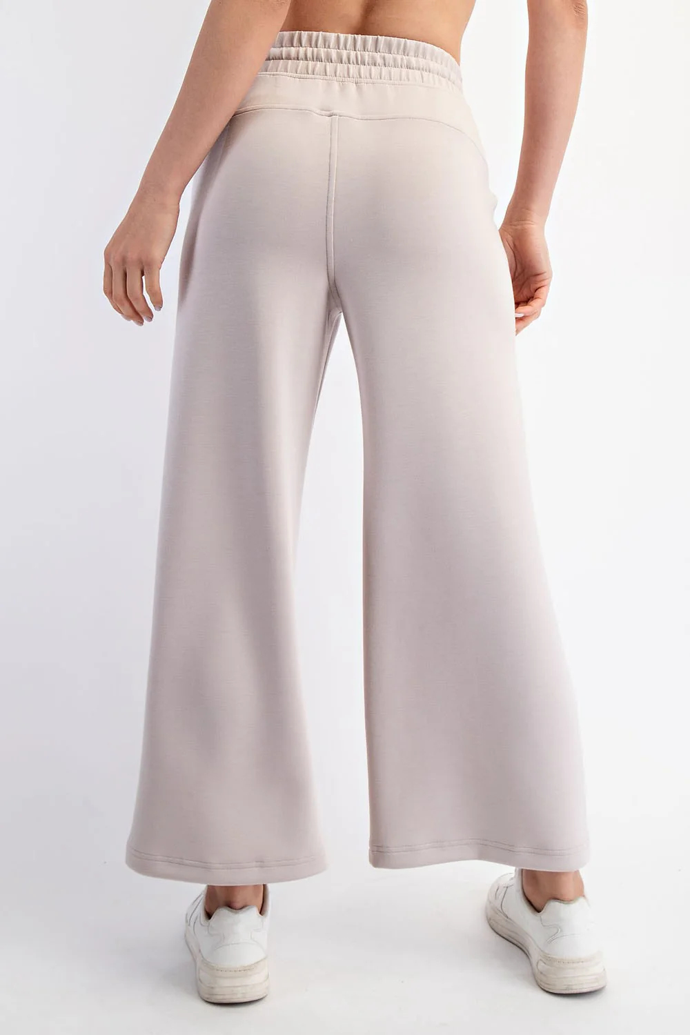 Beige Ankle Wide Leg Lounge Pants - Image 4