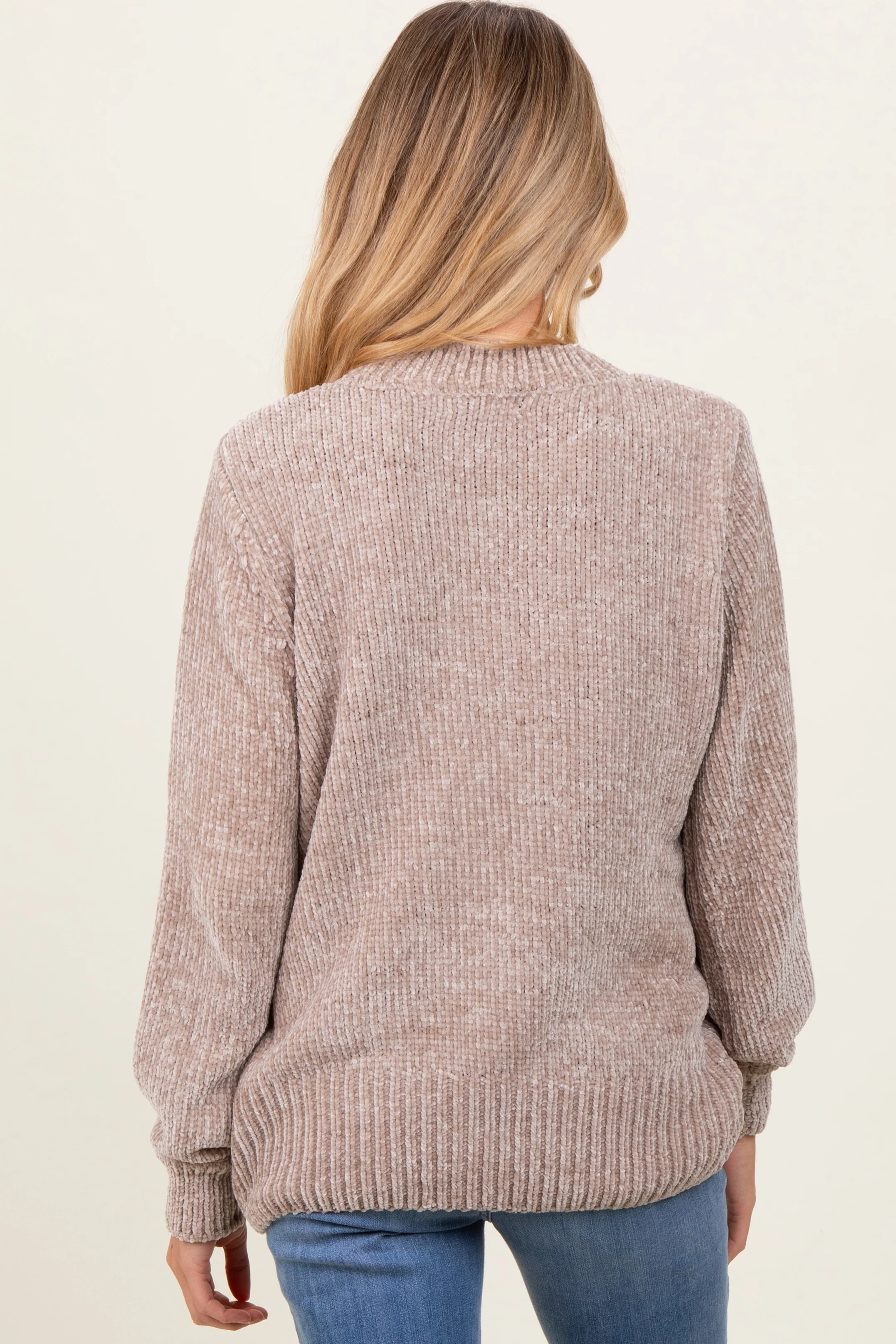 Beige Chenille Knit Maternity Sweater - Image 4