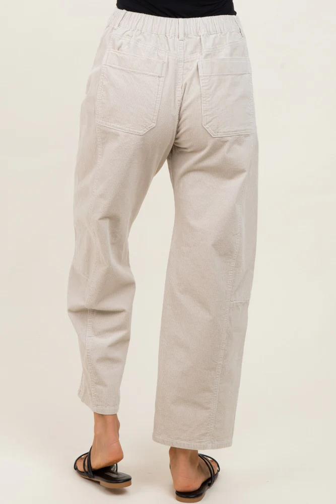 Beige Corduroy Wide Leg Pants - Image 5