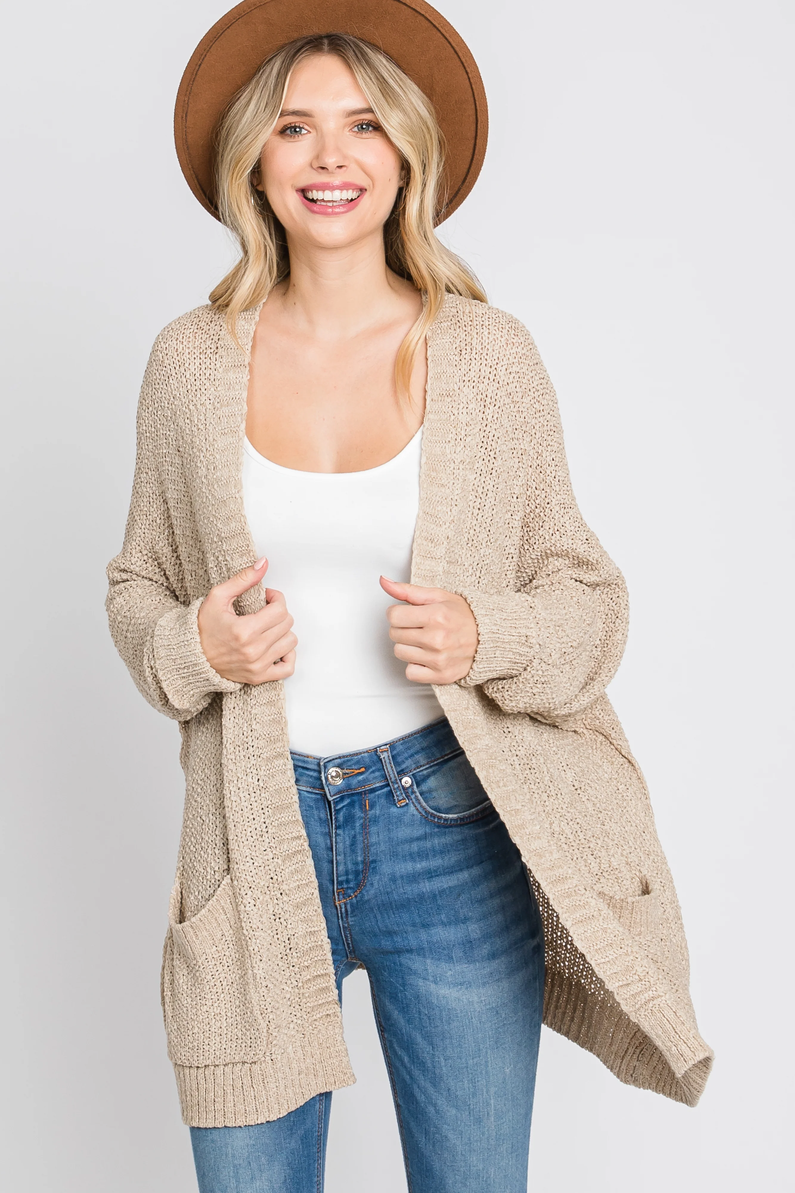 Beige Cuff Sleeve Cardigan - Image 10