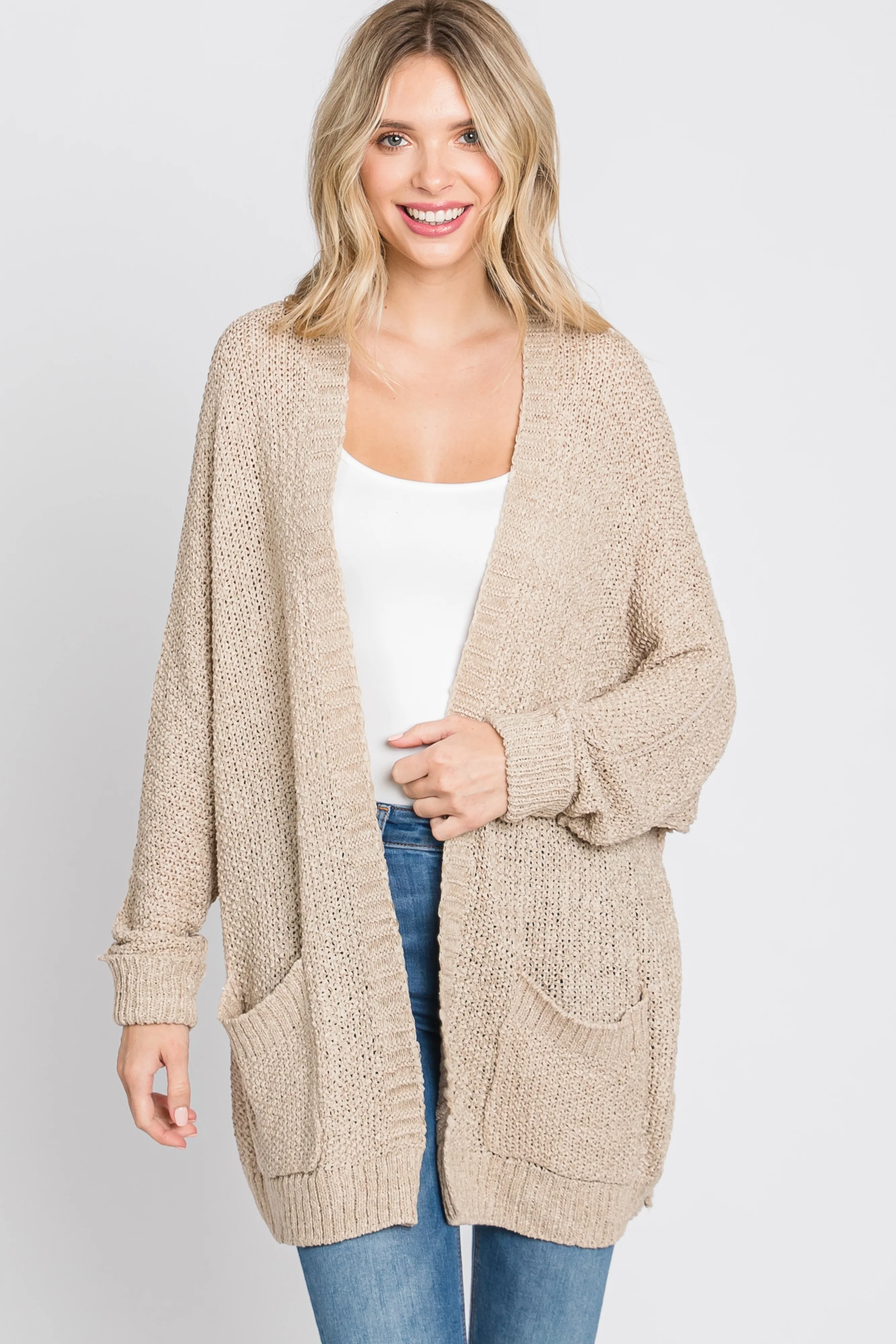 Beige Cuff Sleeve Cardigan - Image 4
