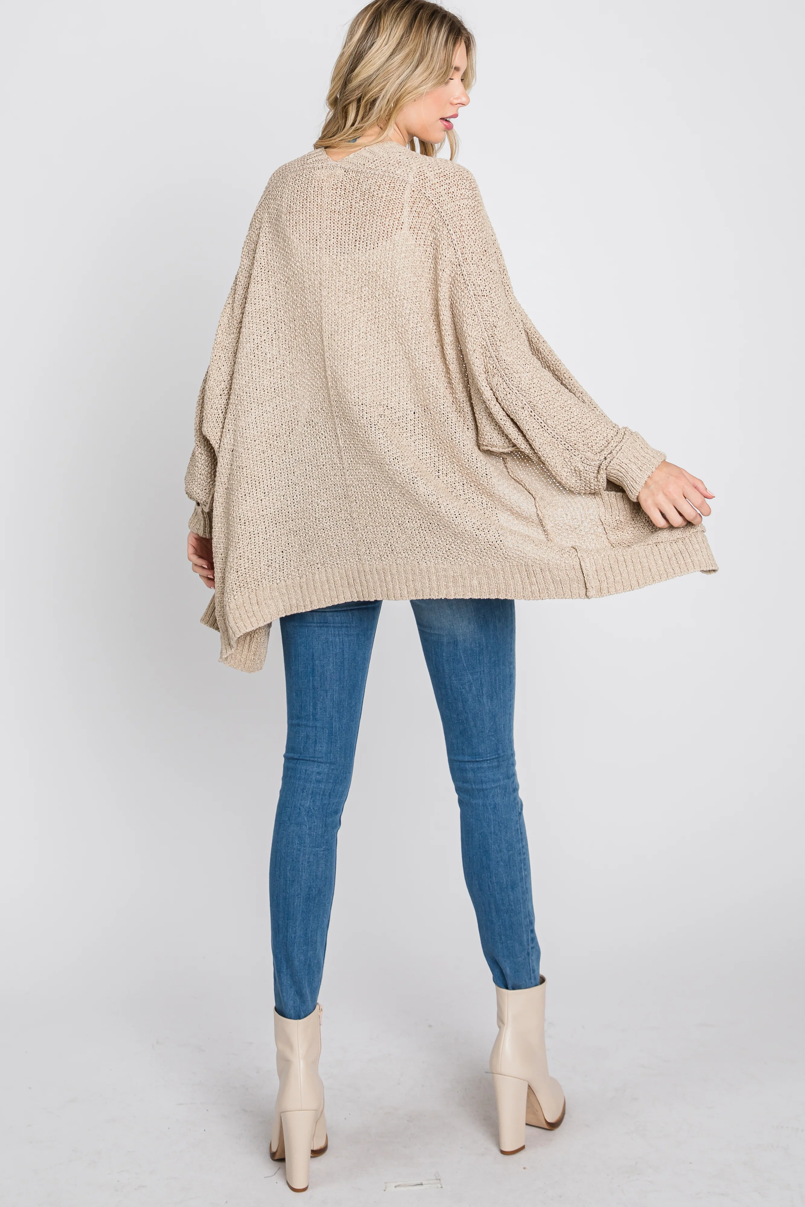 Beige Cuff Sleeve Cardigan - Image 8
