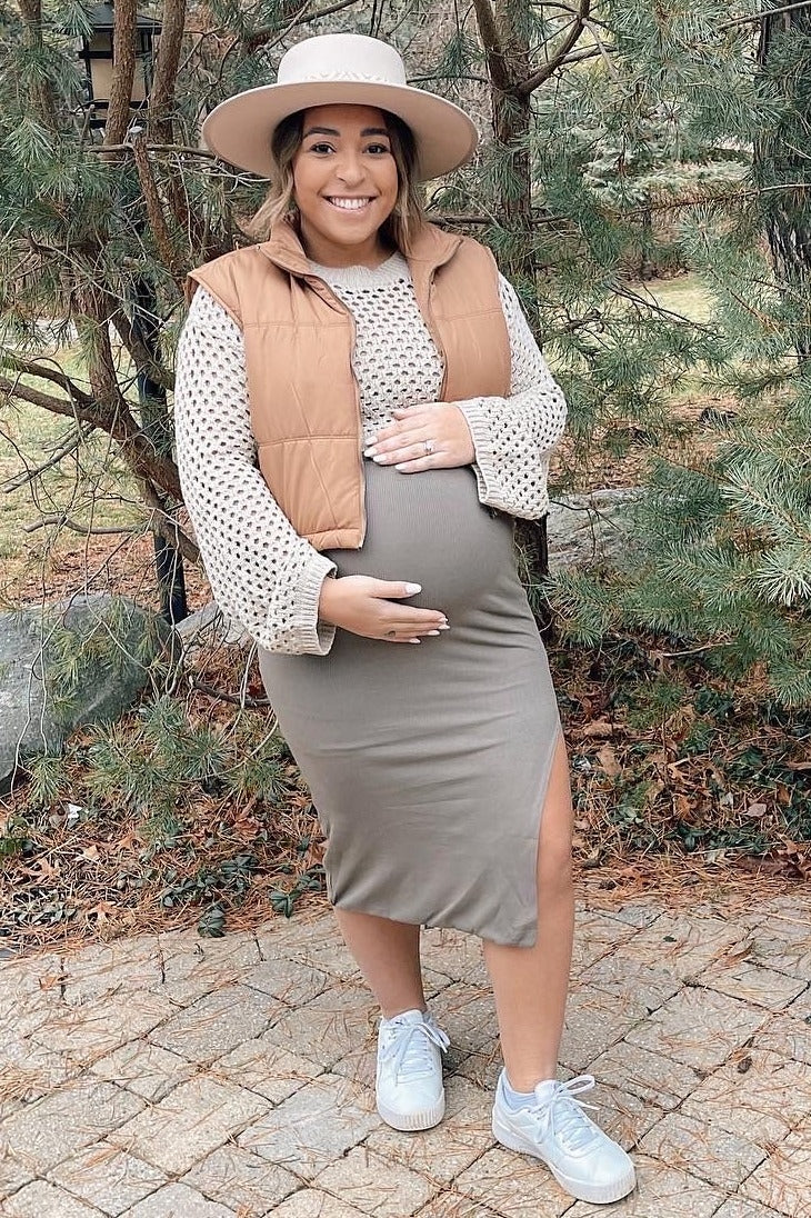 Beige Long Sleeve Ribbed Maternity Top - Image 8