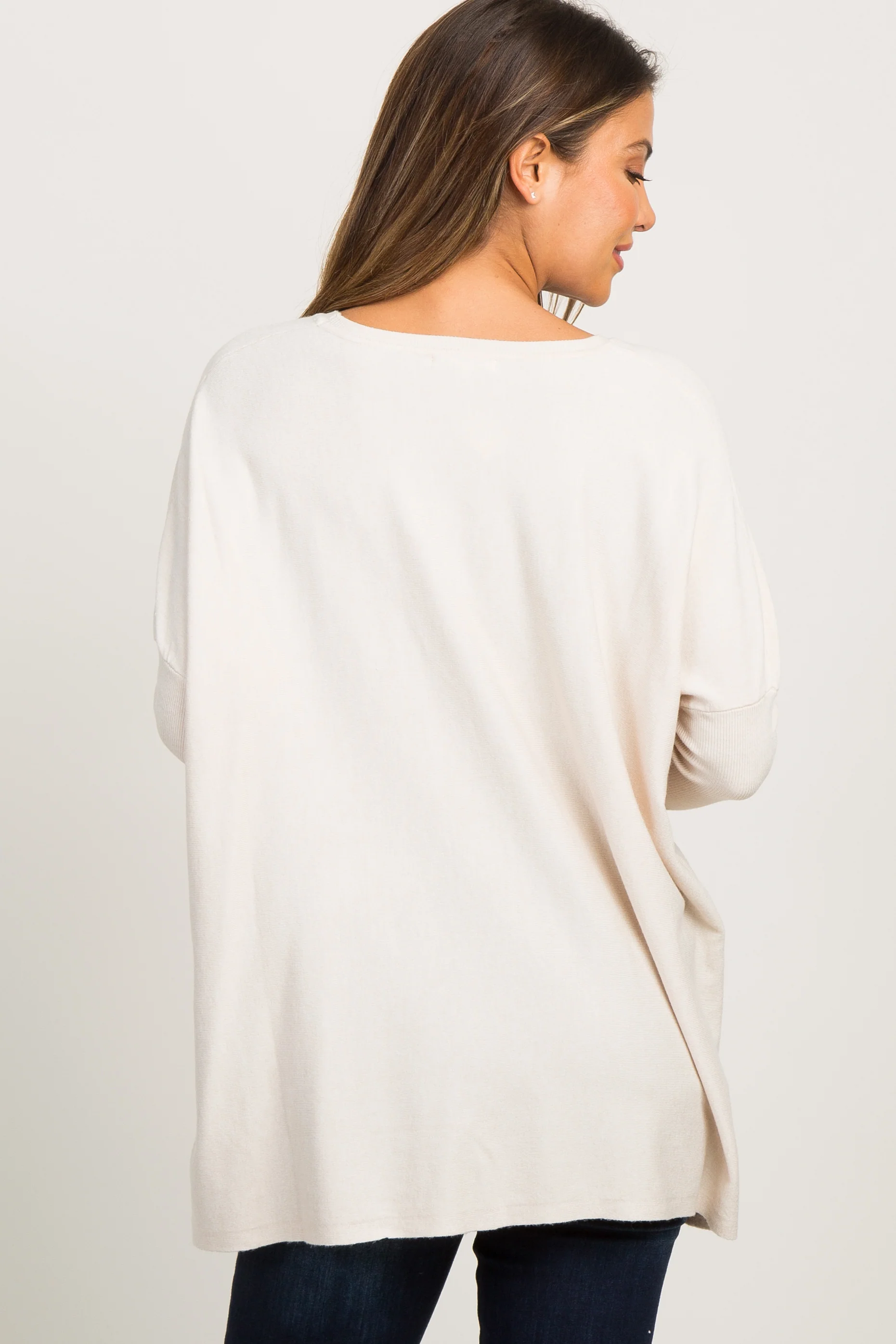 Beige Pocketed Dolman Sleeve Top - Image 4