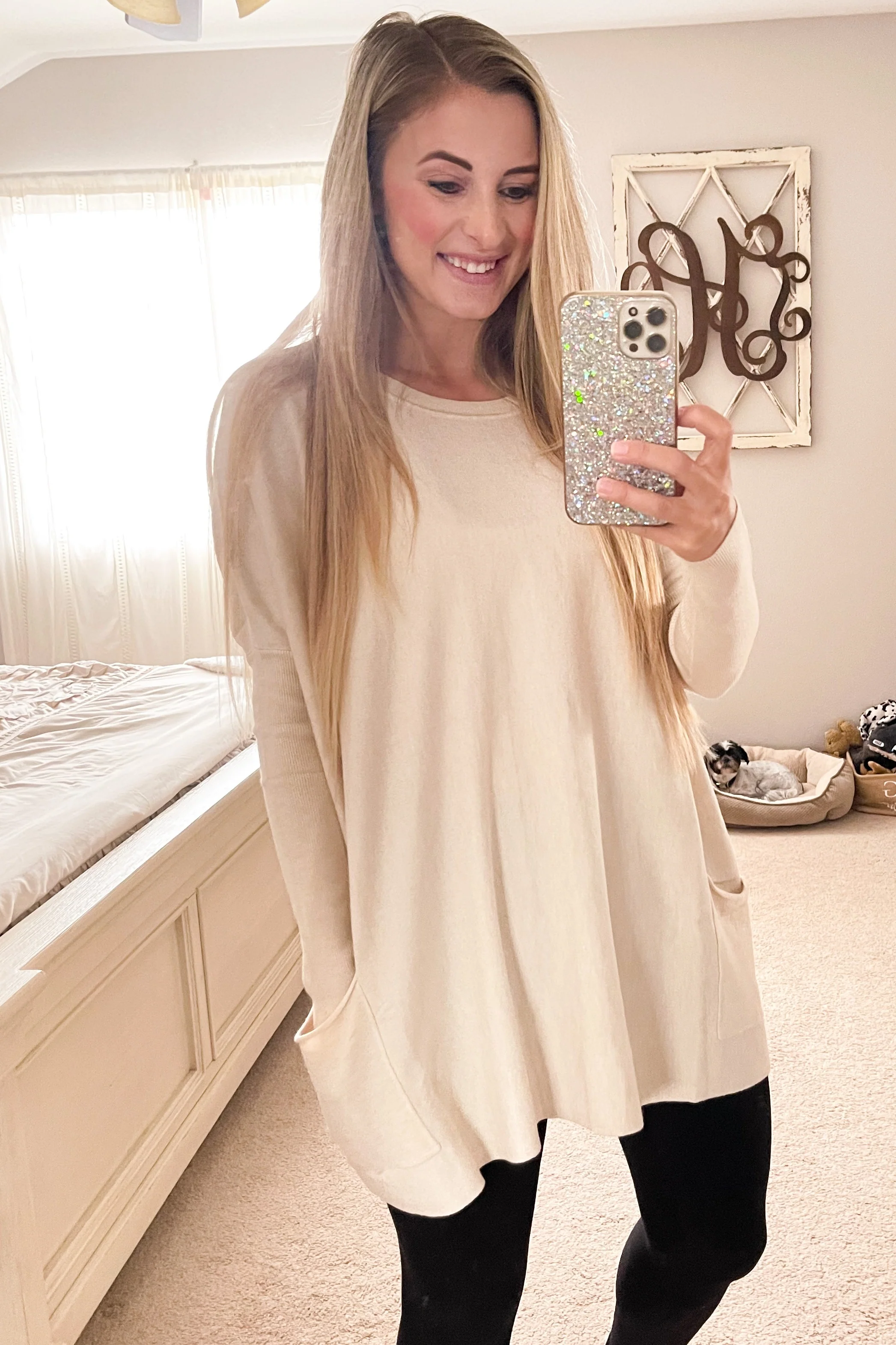 Beige Pocketed Dolman Sleeve Top - Image 5