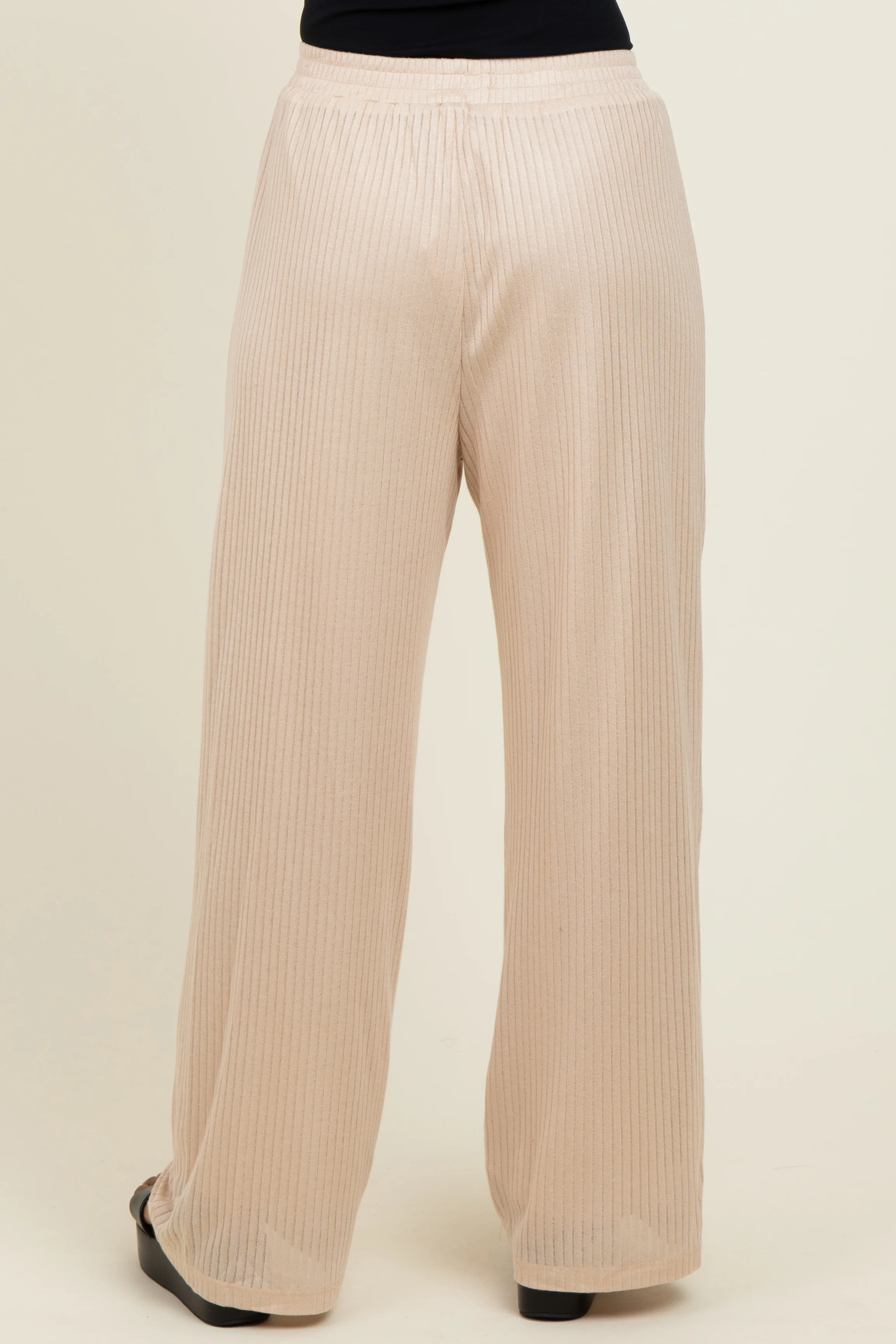 Beige Ribbed Side Pocket Lounge Pants - Image 5