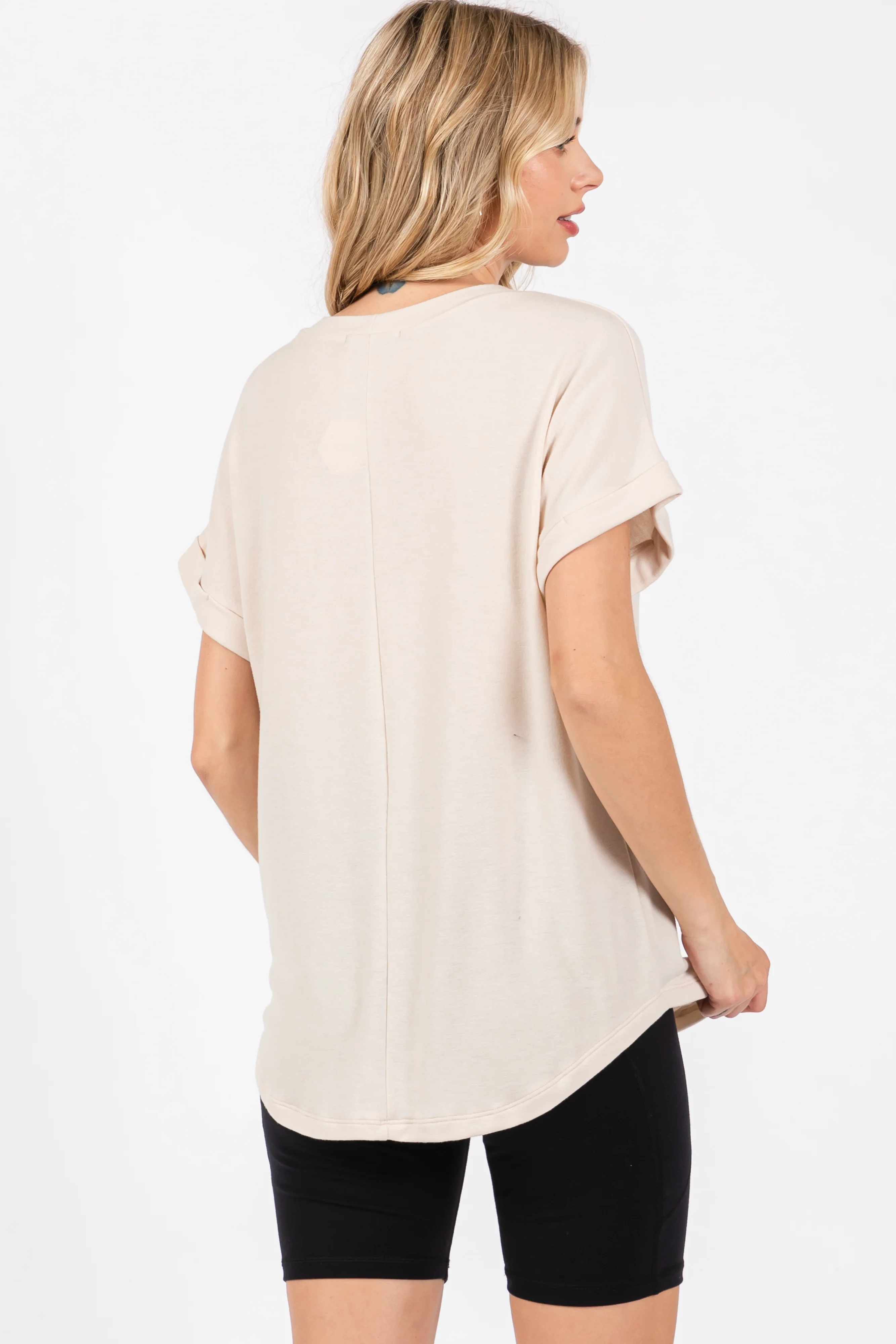Beige Short Sleeve Terry Top - Image 3