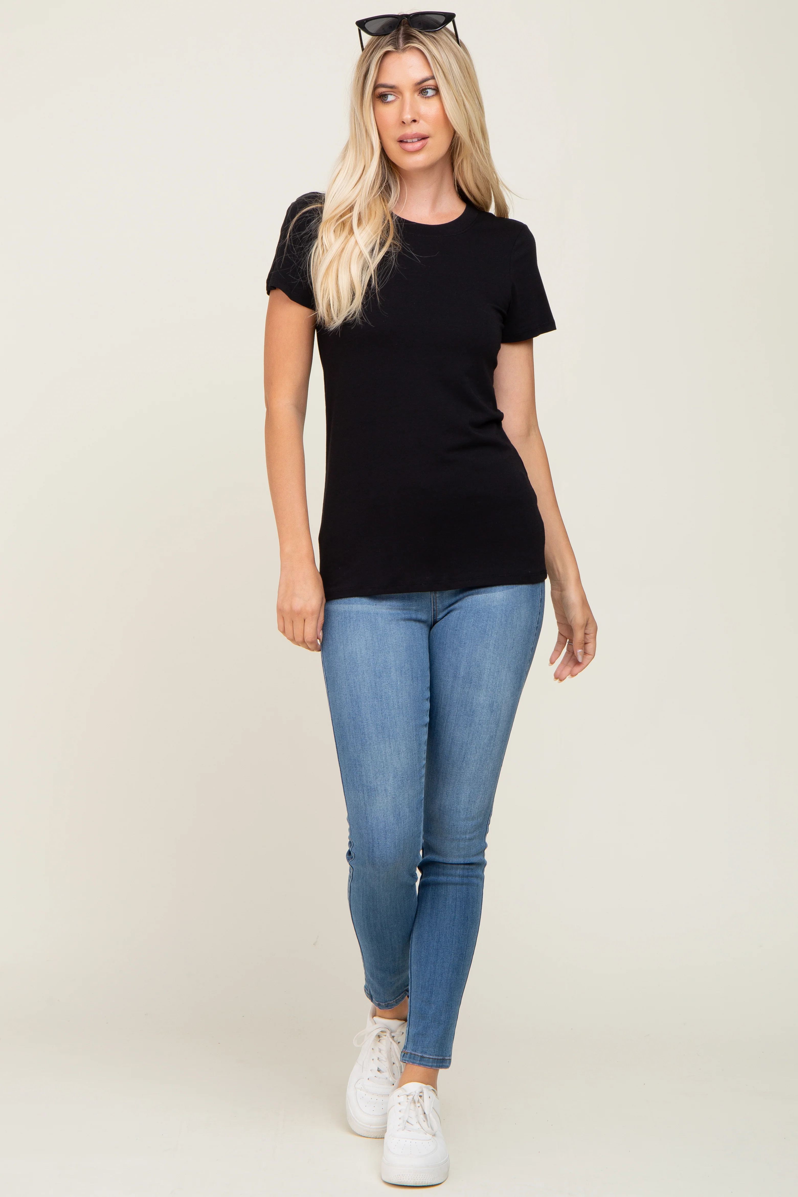 Black Basic Crew Neck Tee - Image 4