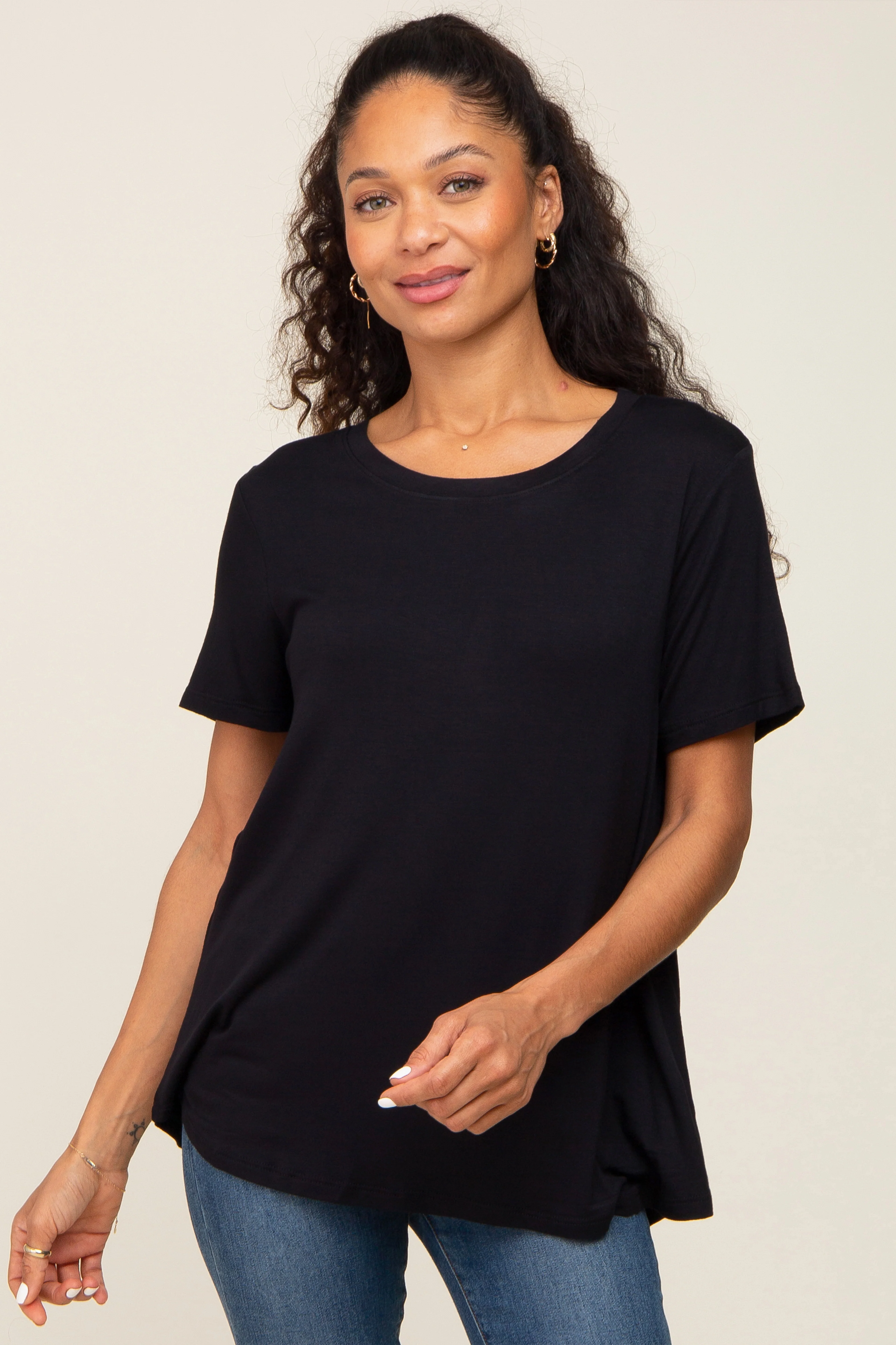 Black Basic Maternity Tee - Image 4