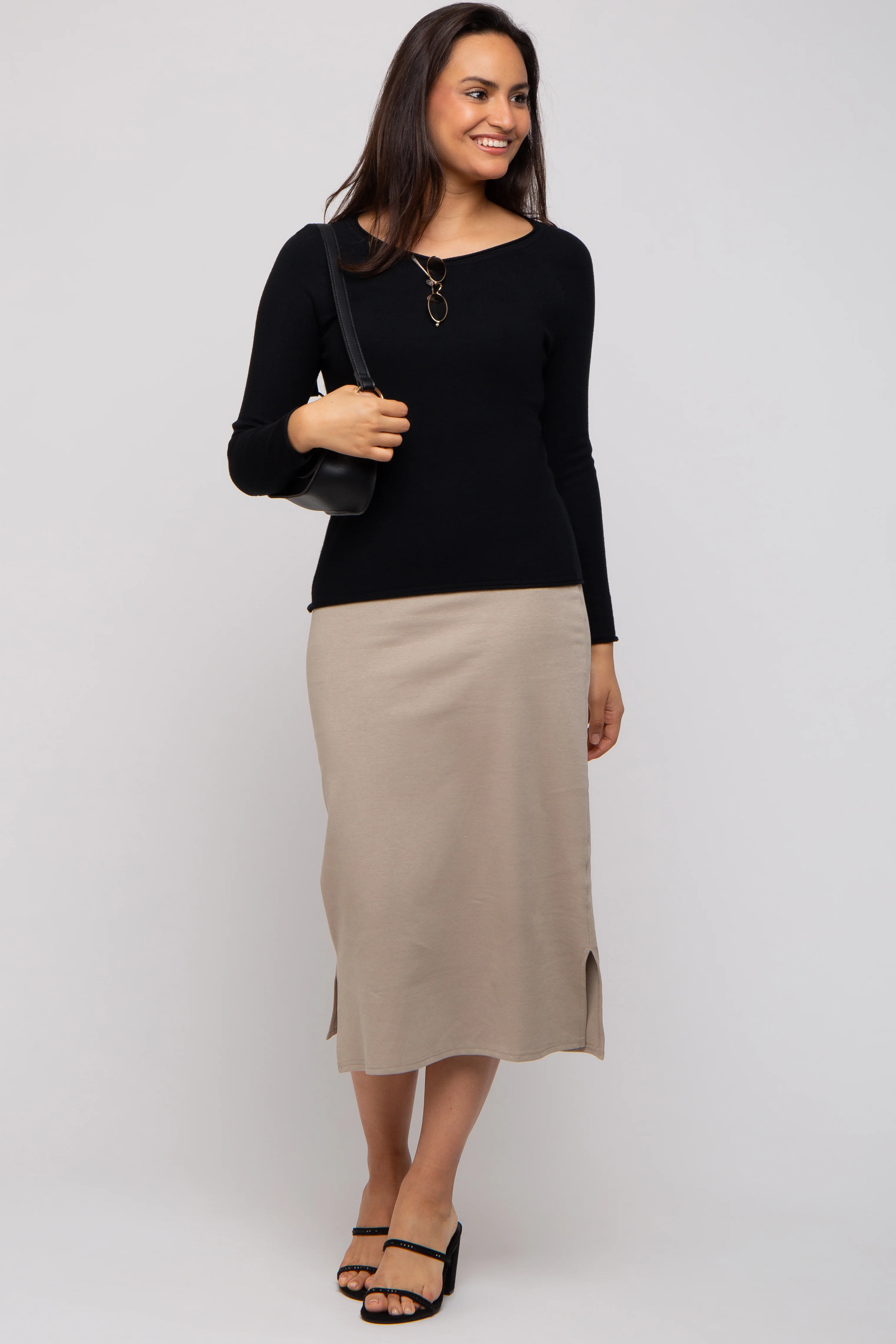 Black Basic Raglan Sleeve Sweater Top - Image 3