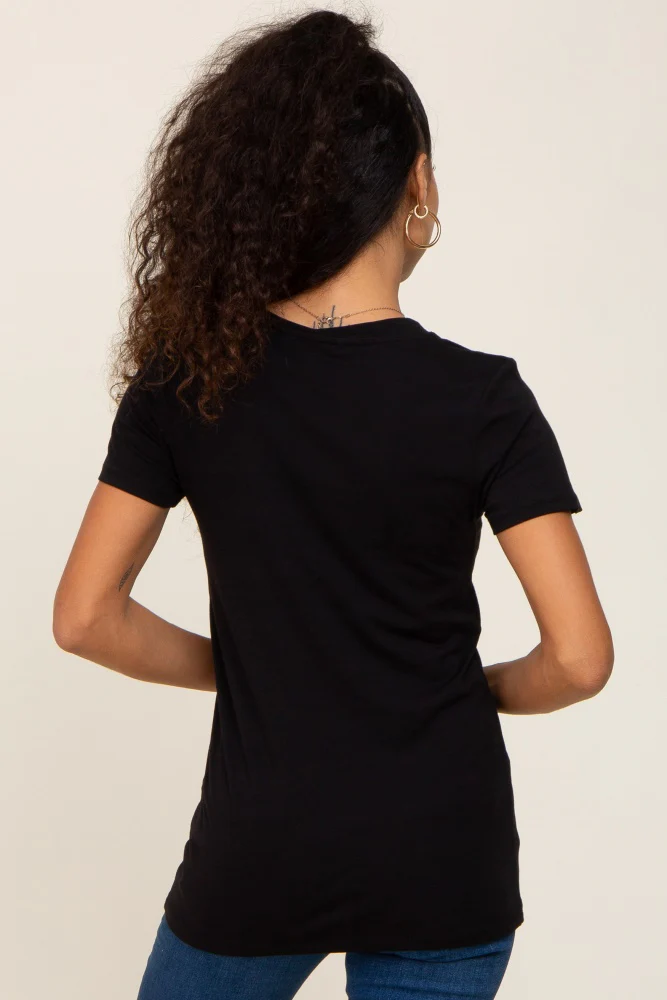 Black Basic V-Neck Tee - Image 3