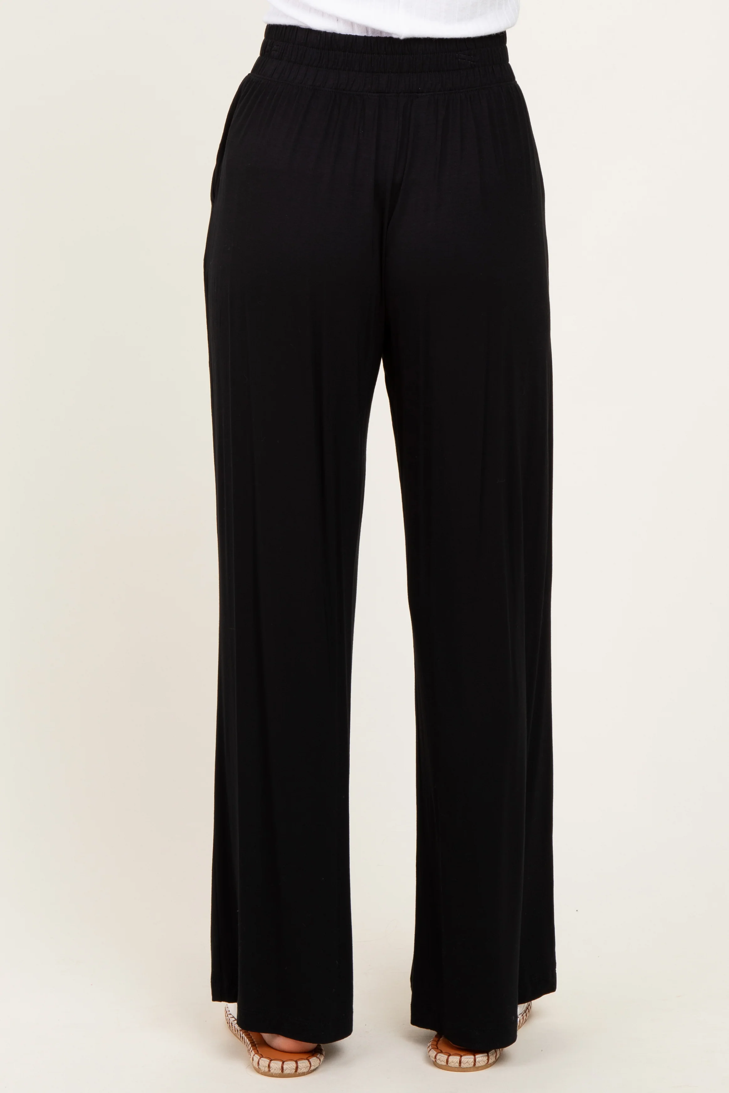 Black Basic Wide Leg Pocketed Pants - Image 5
