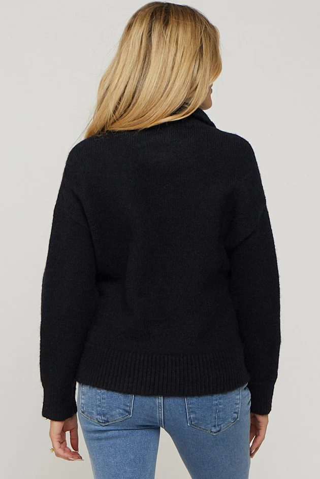 Black Button Front Maternity Sweater - Image 3