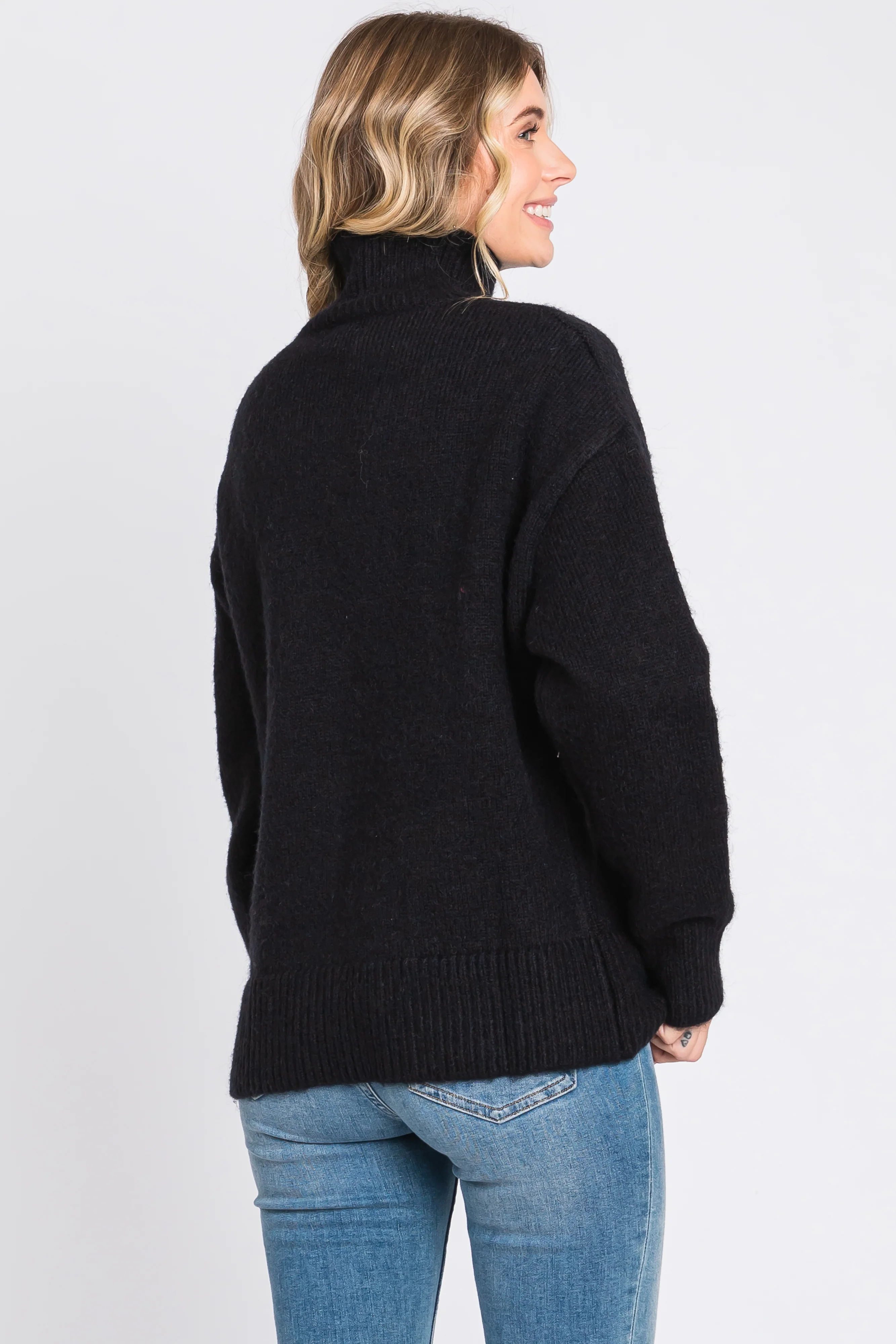 Black Button Front Sweater - Image 3