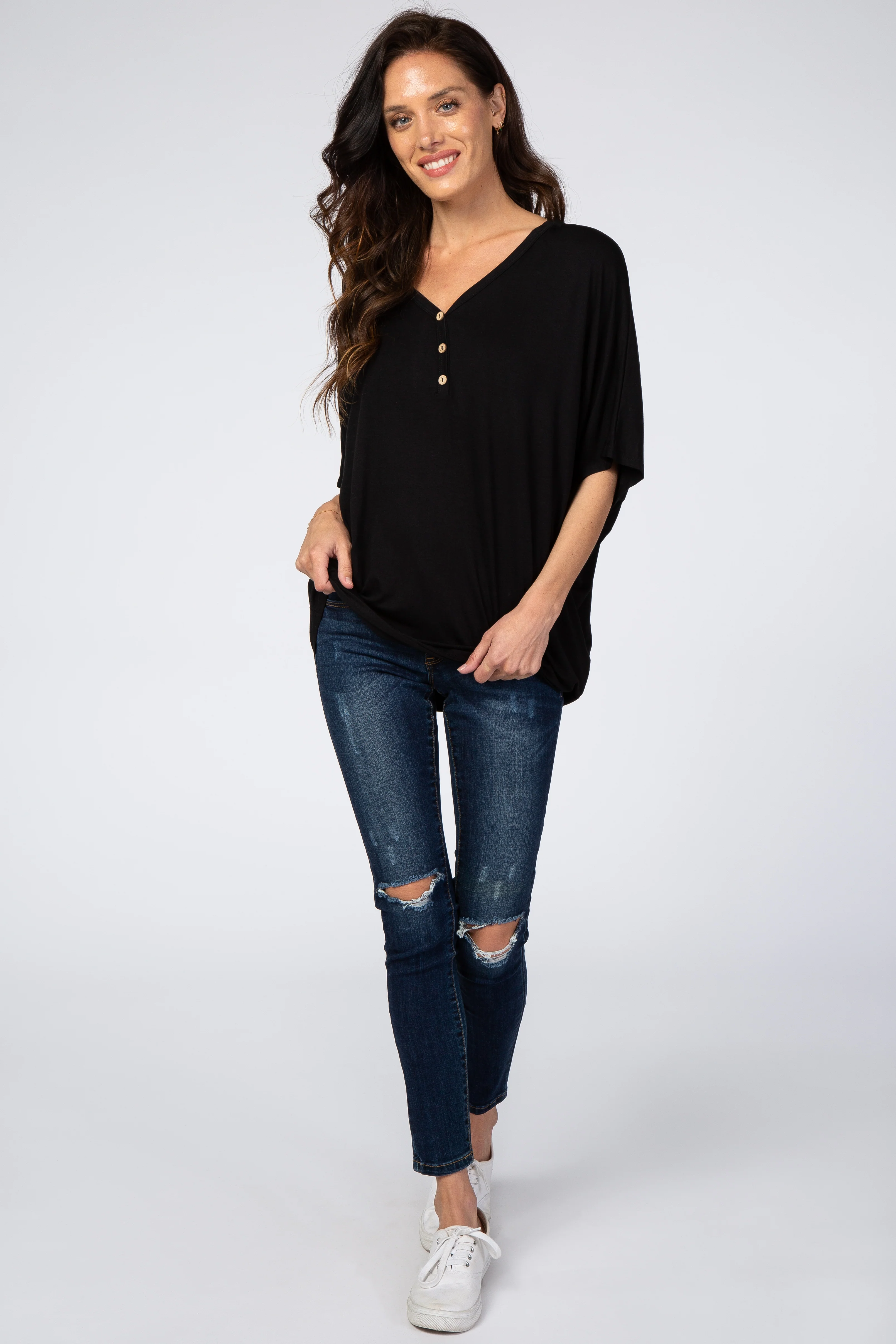 Black Button Front Tunic - Image 4