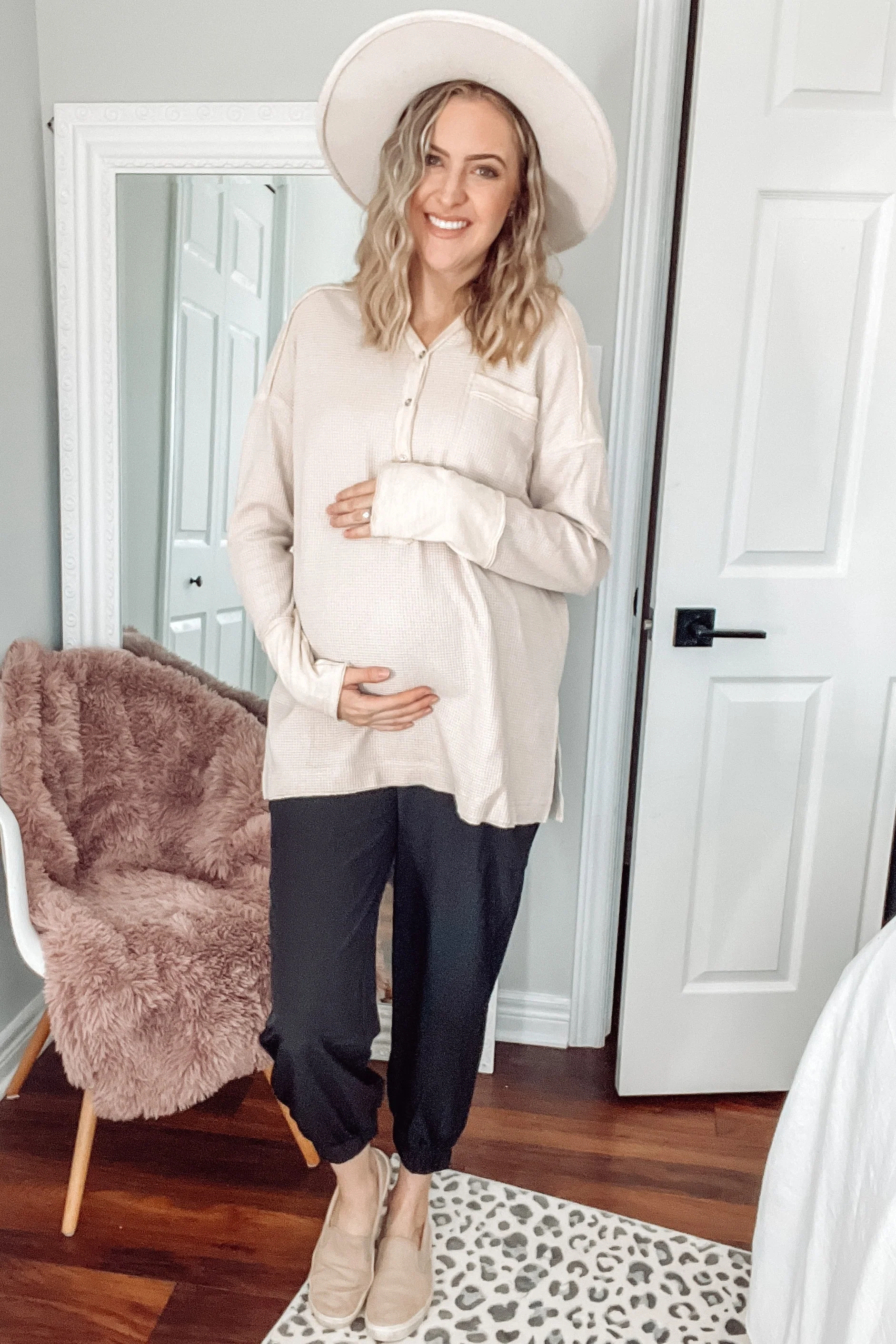 Black Cargo Pocket Maternity Joggers - Image 10