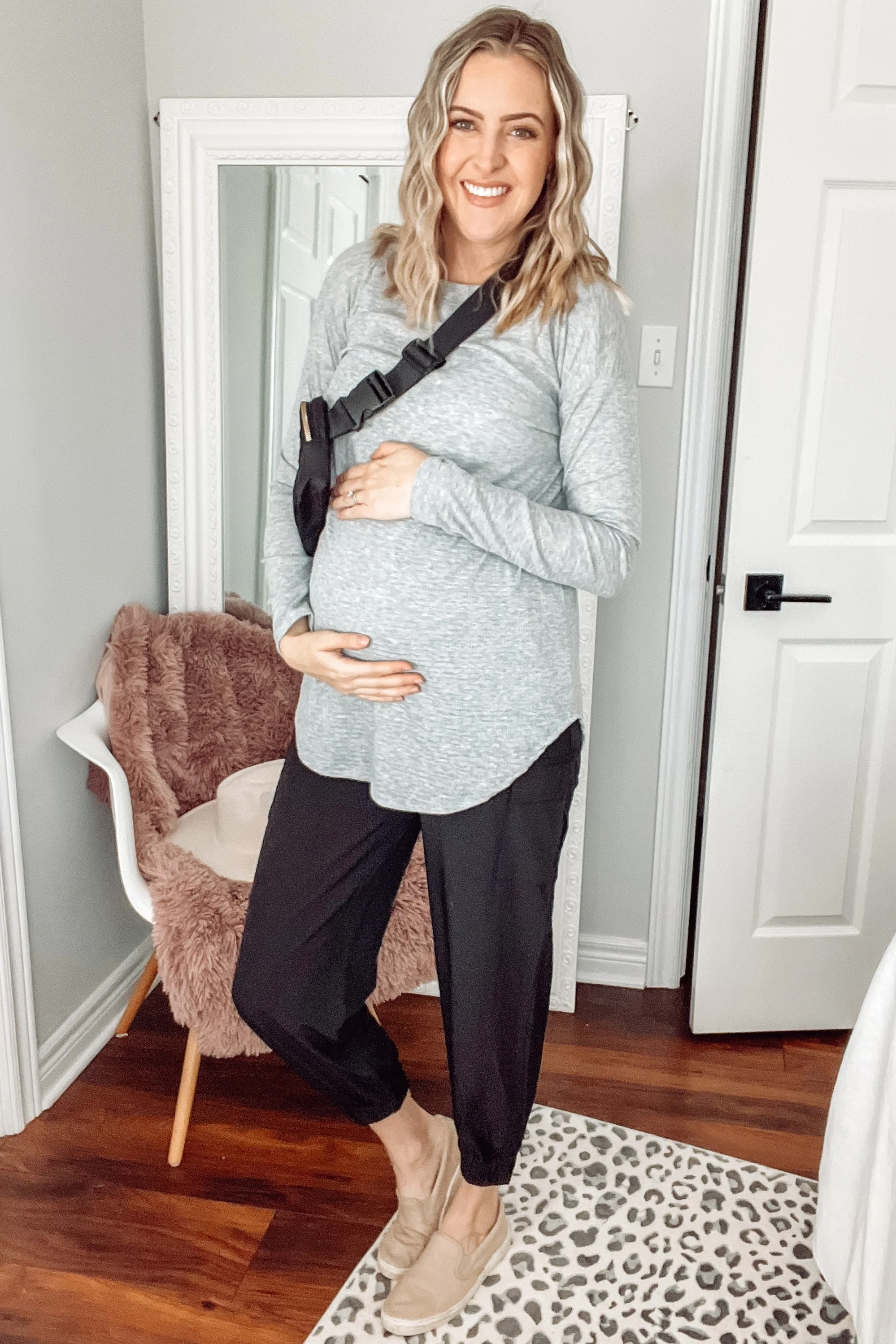 Black Cargo Pocket Maternity Joggers - Image 7
