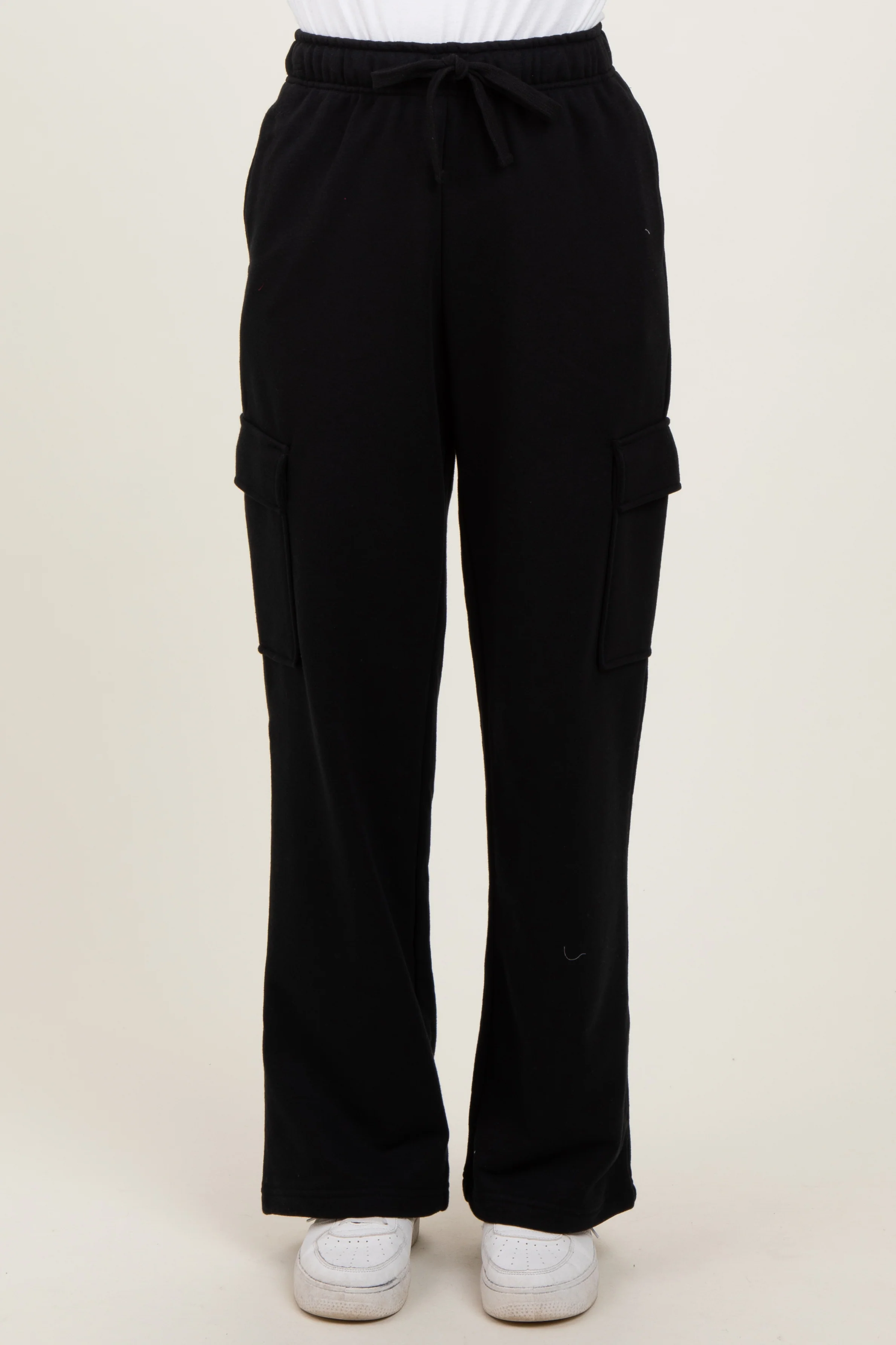 Black Cargo Pocket Straight Leg Sweatpants - Image 3