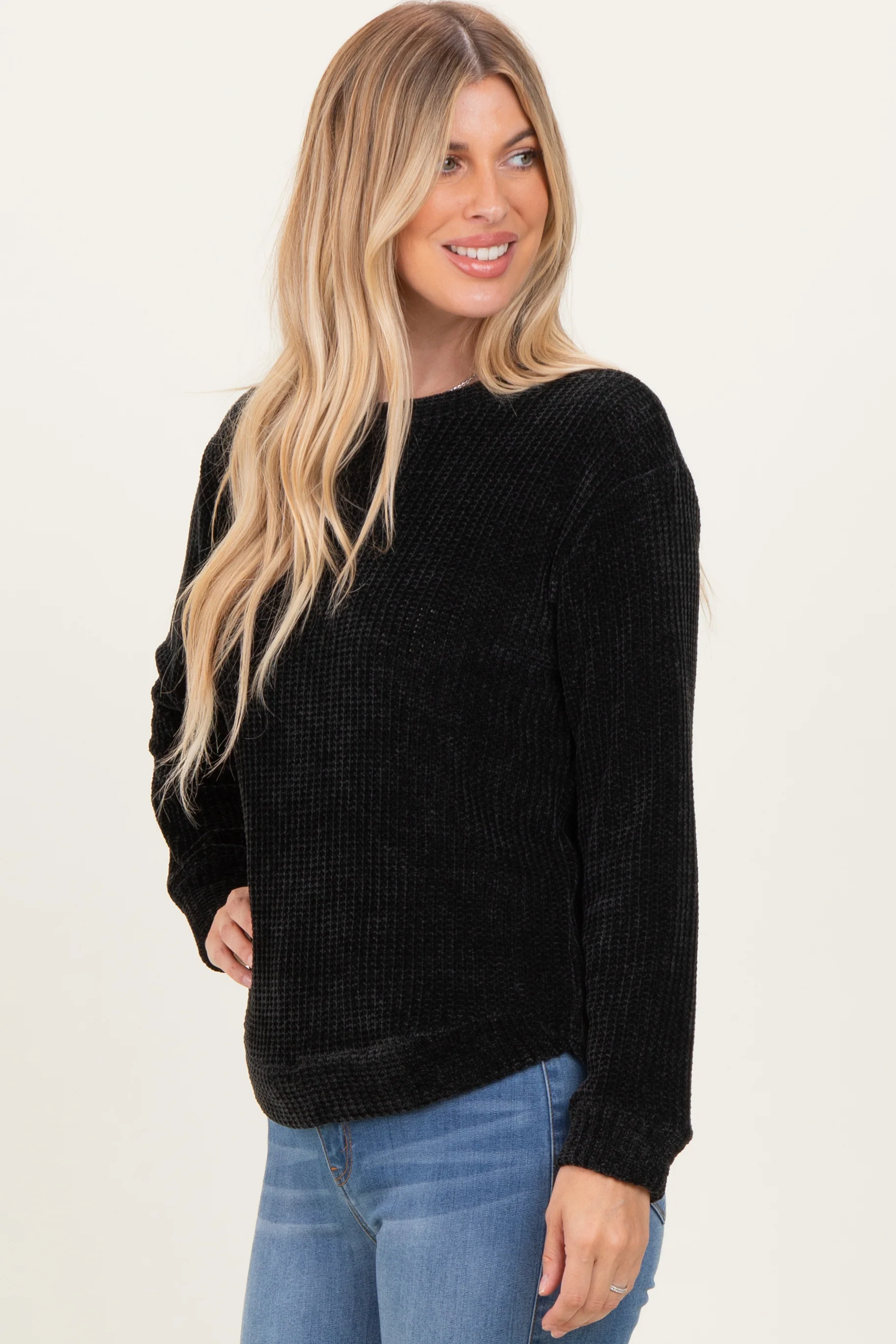 Black Chenille Knit Sweater - Image 3