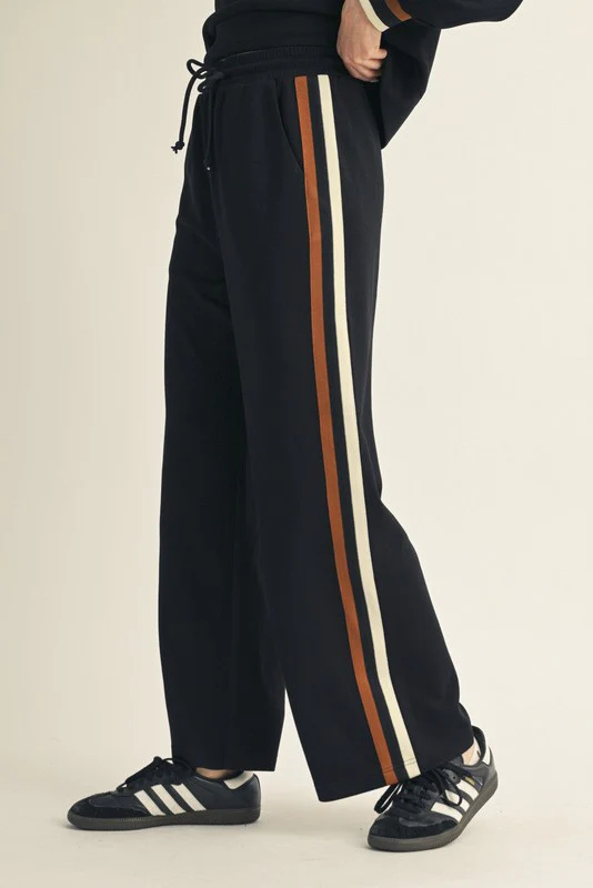 Black Contrast Trim Sweatpants - Image 3