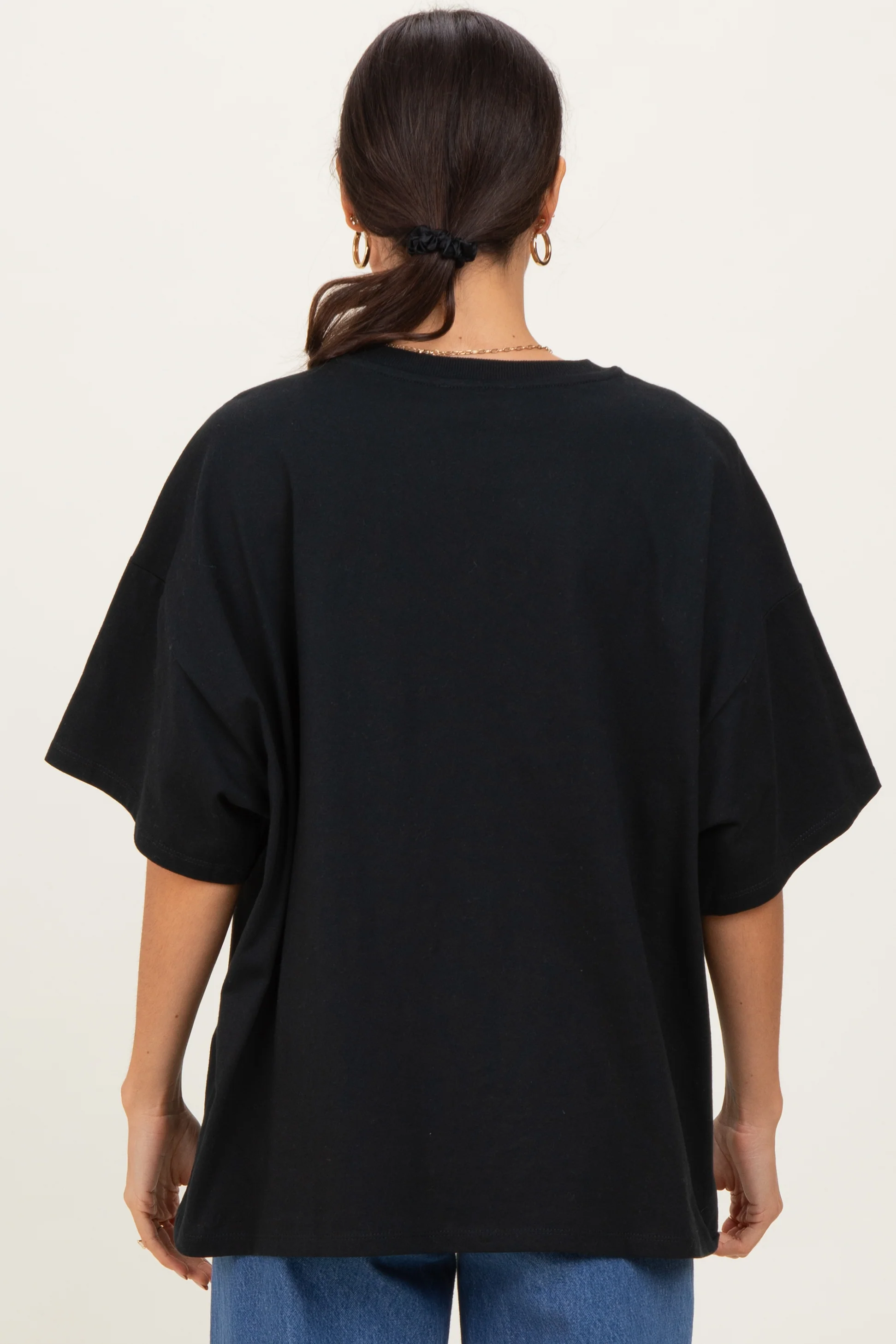 Black Crew Neck Short Sleeve Oversized T-Shirt - Image 4