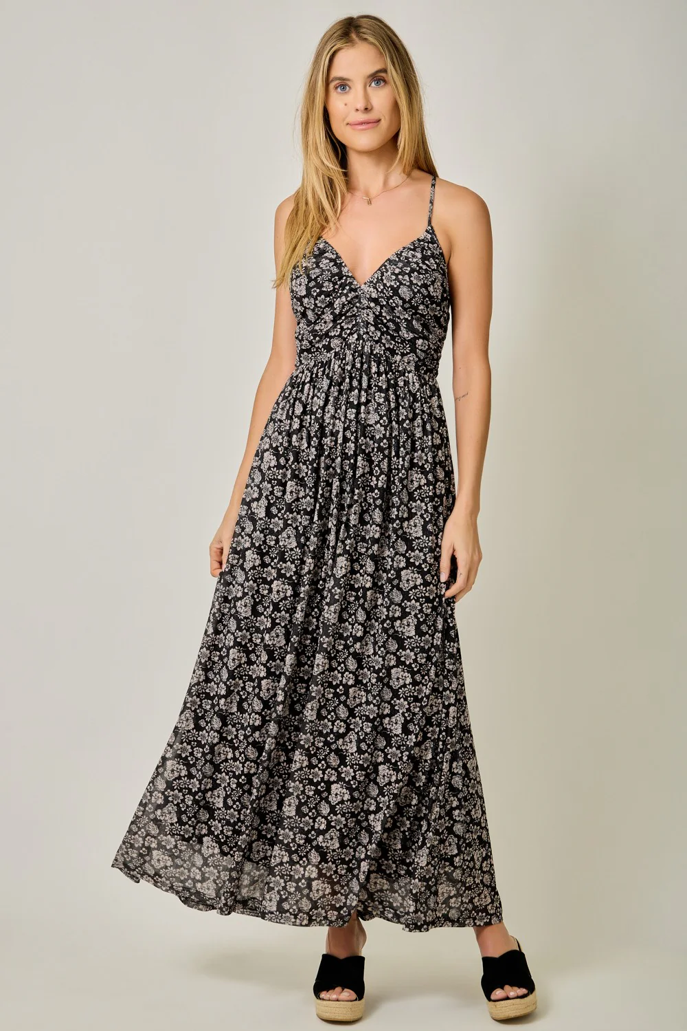 Black Criss-Cross Back Mesh Dress