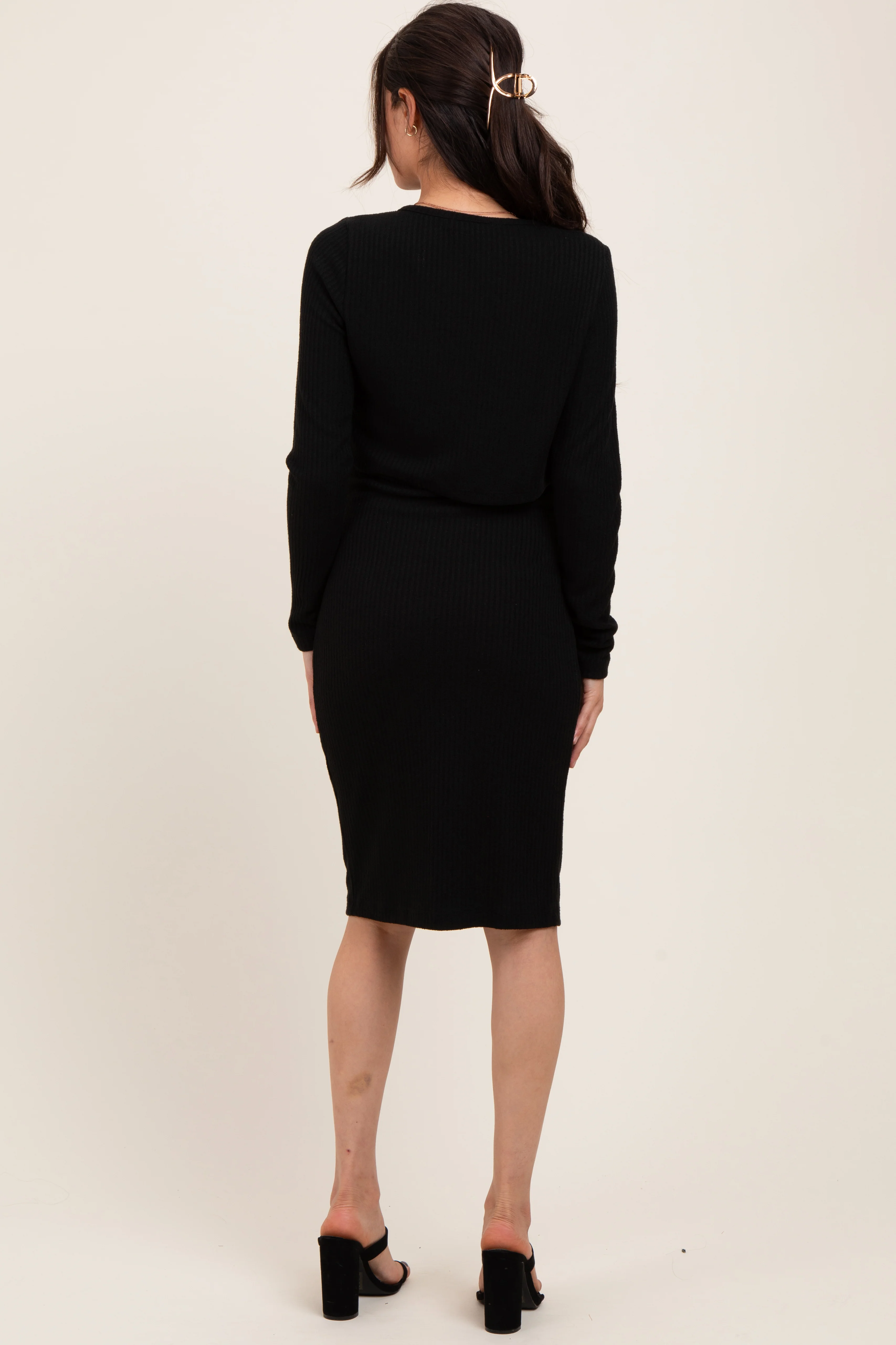 Black Crop Cardigan And Sleeveless Dress Maternity Set - Image 3