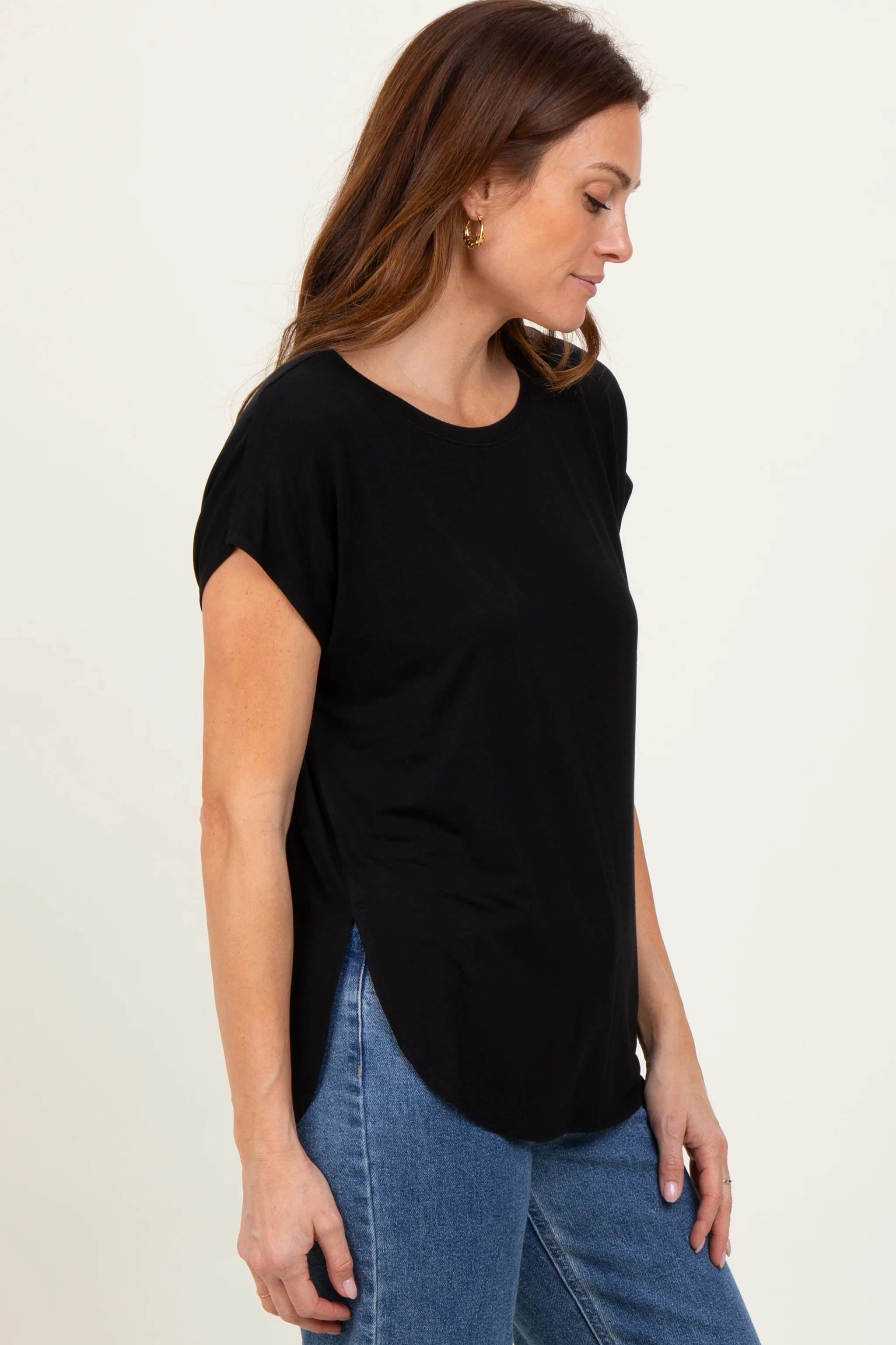 Black Dolman Sleeve Round Neck Top - Image 3