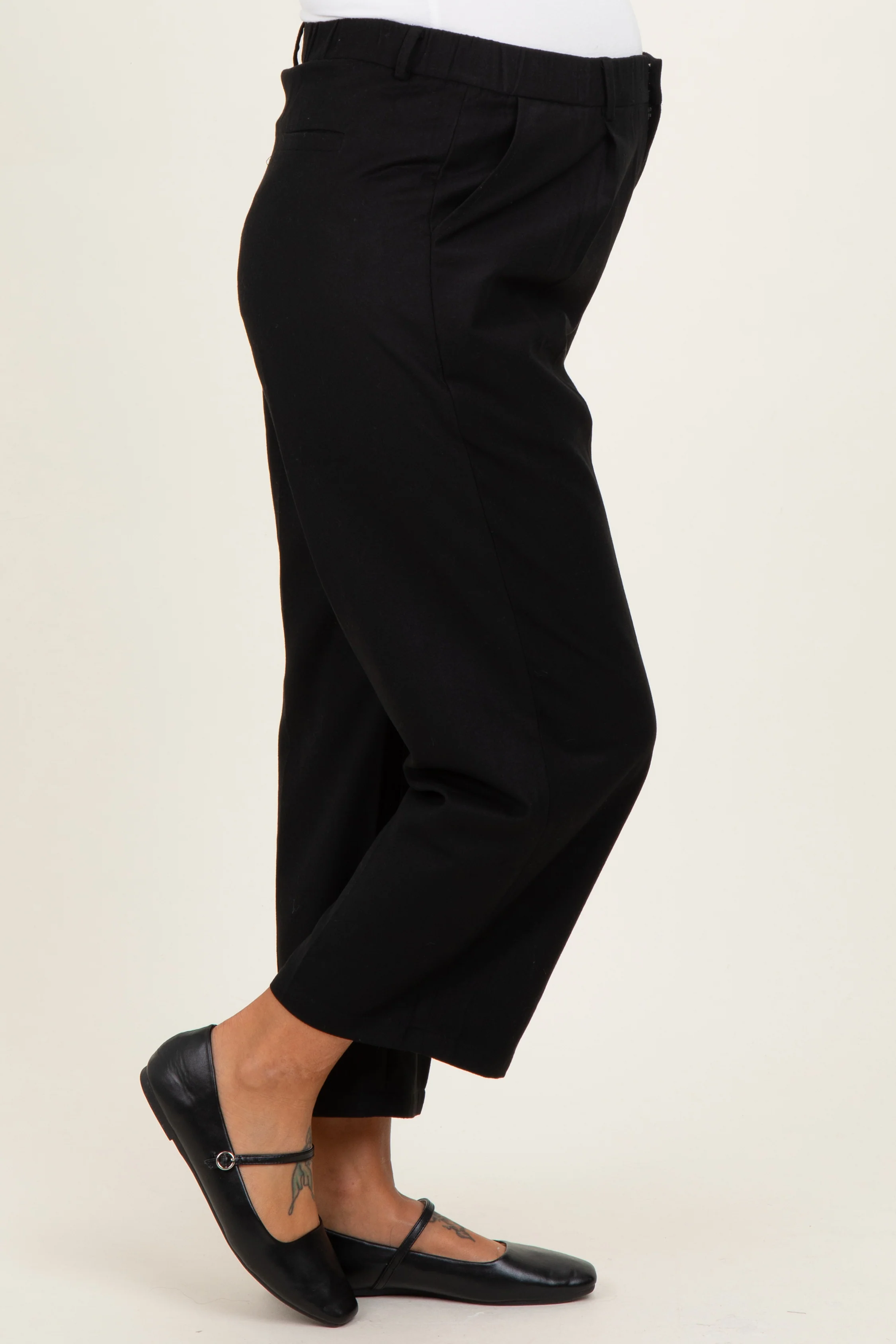 Black Elastic Waist Semi Formal Maternity Slacks - Image 4
