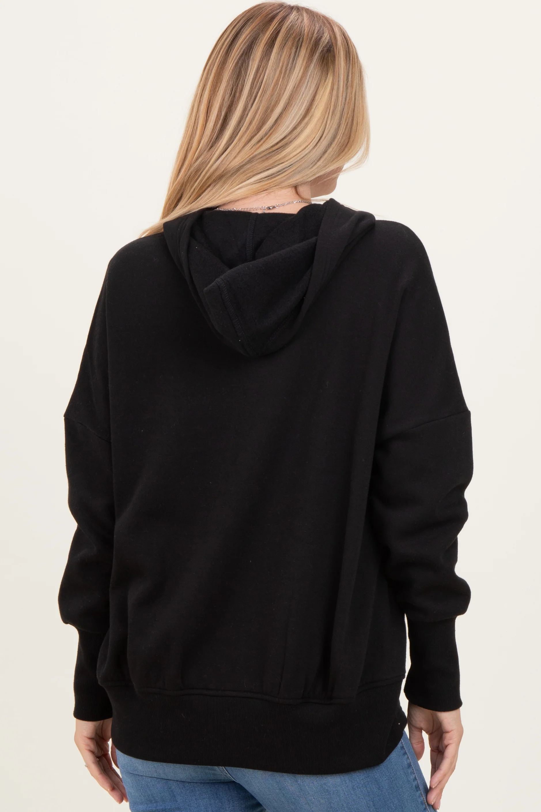 Black Fleece Snap Button Hoodie - Image 4