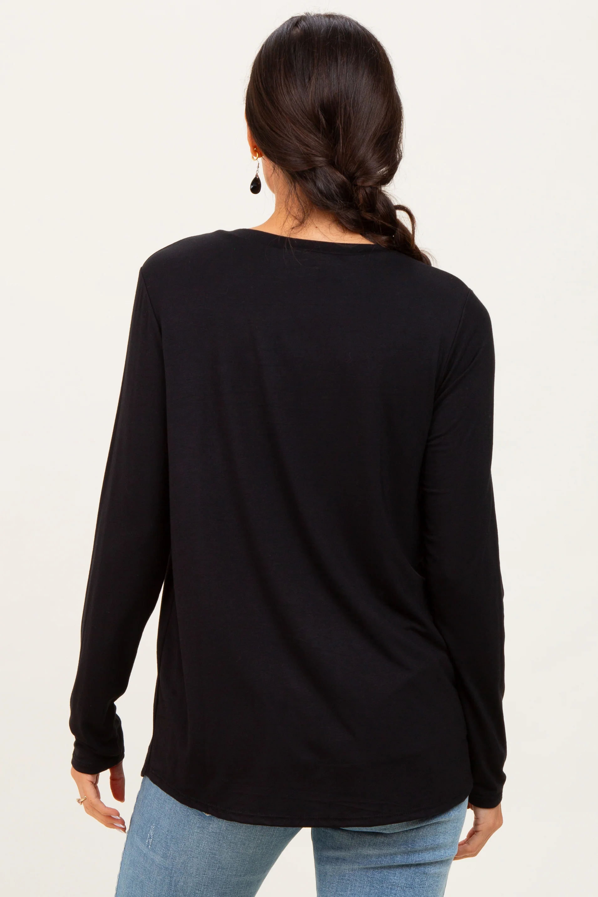 Black Inner Layer Nursing Long Sleeve Top - Image 4