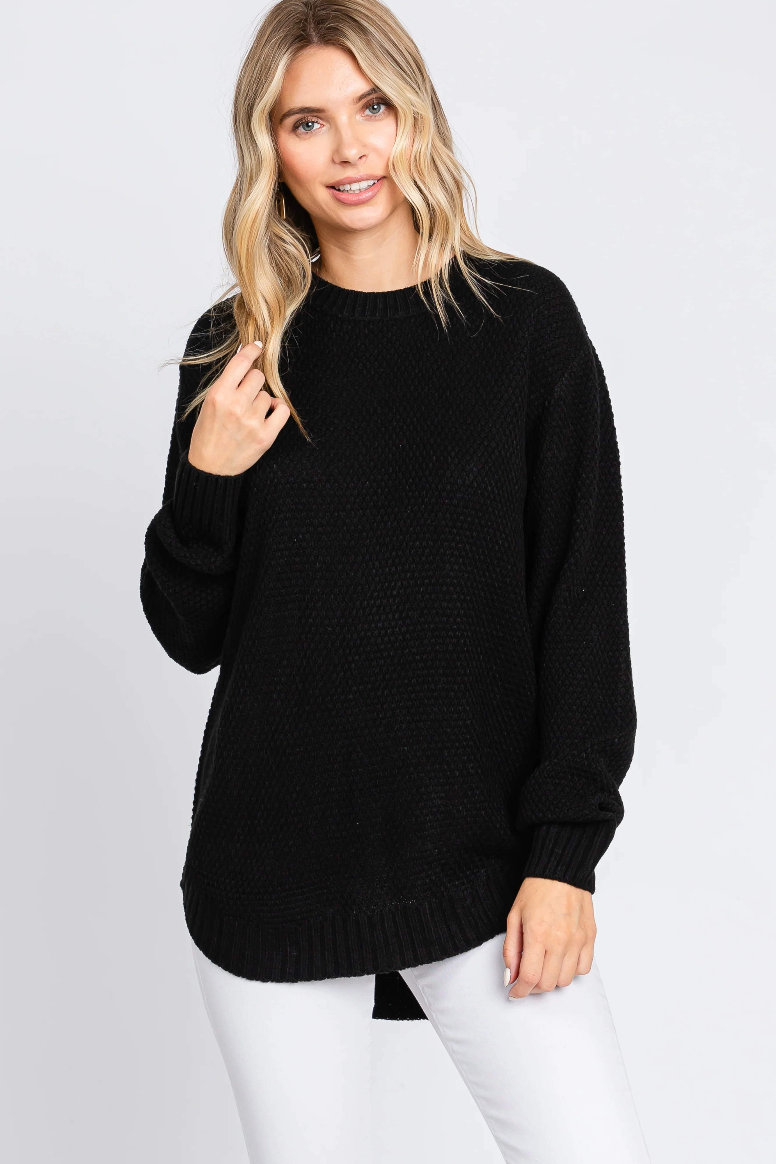 Black Knit Pullover Maternity Sweater - Image 5