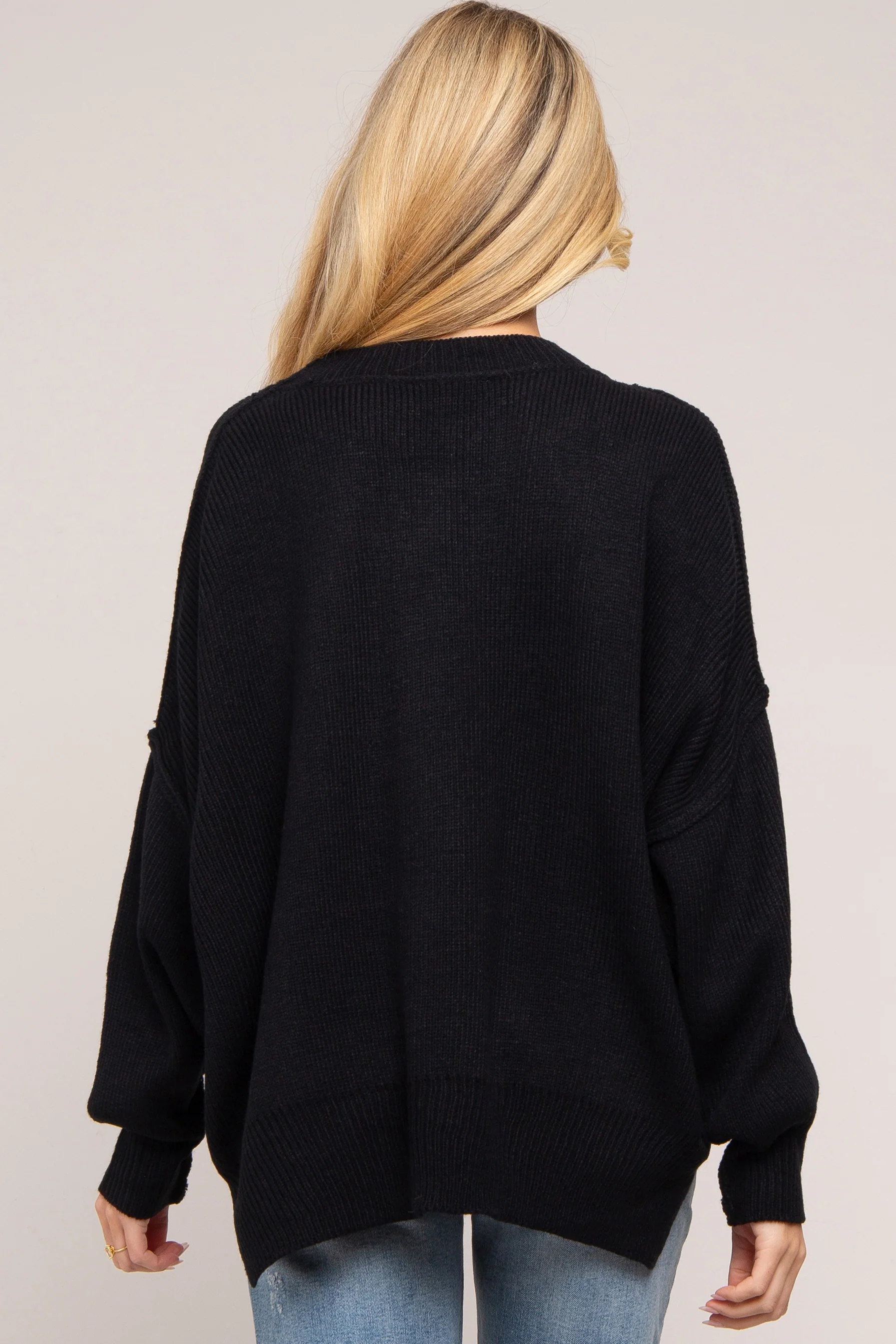 Black Maternity Long Sleeve Sweater - Image 3