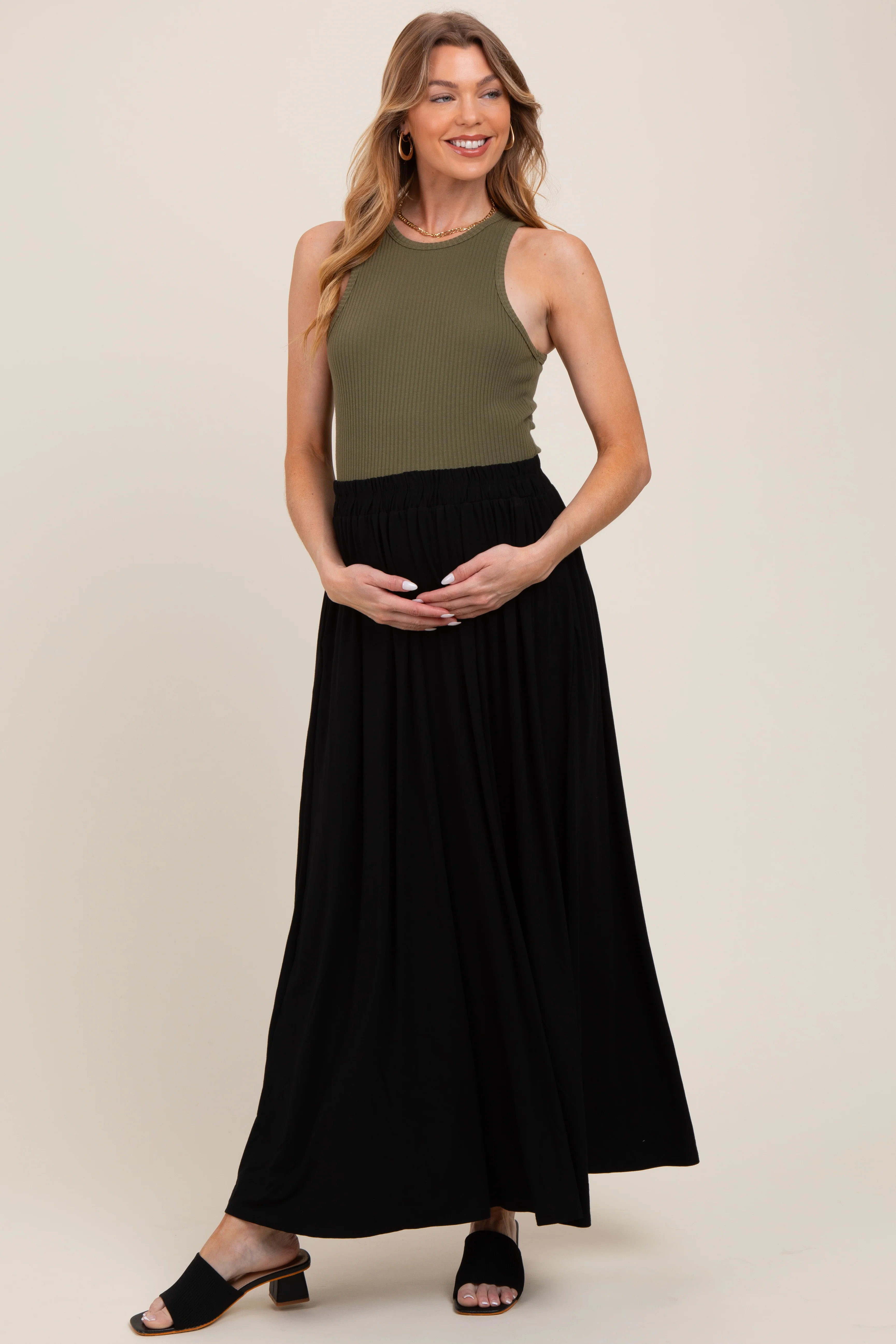 Black Maternity Maxi Skirt