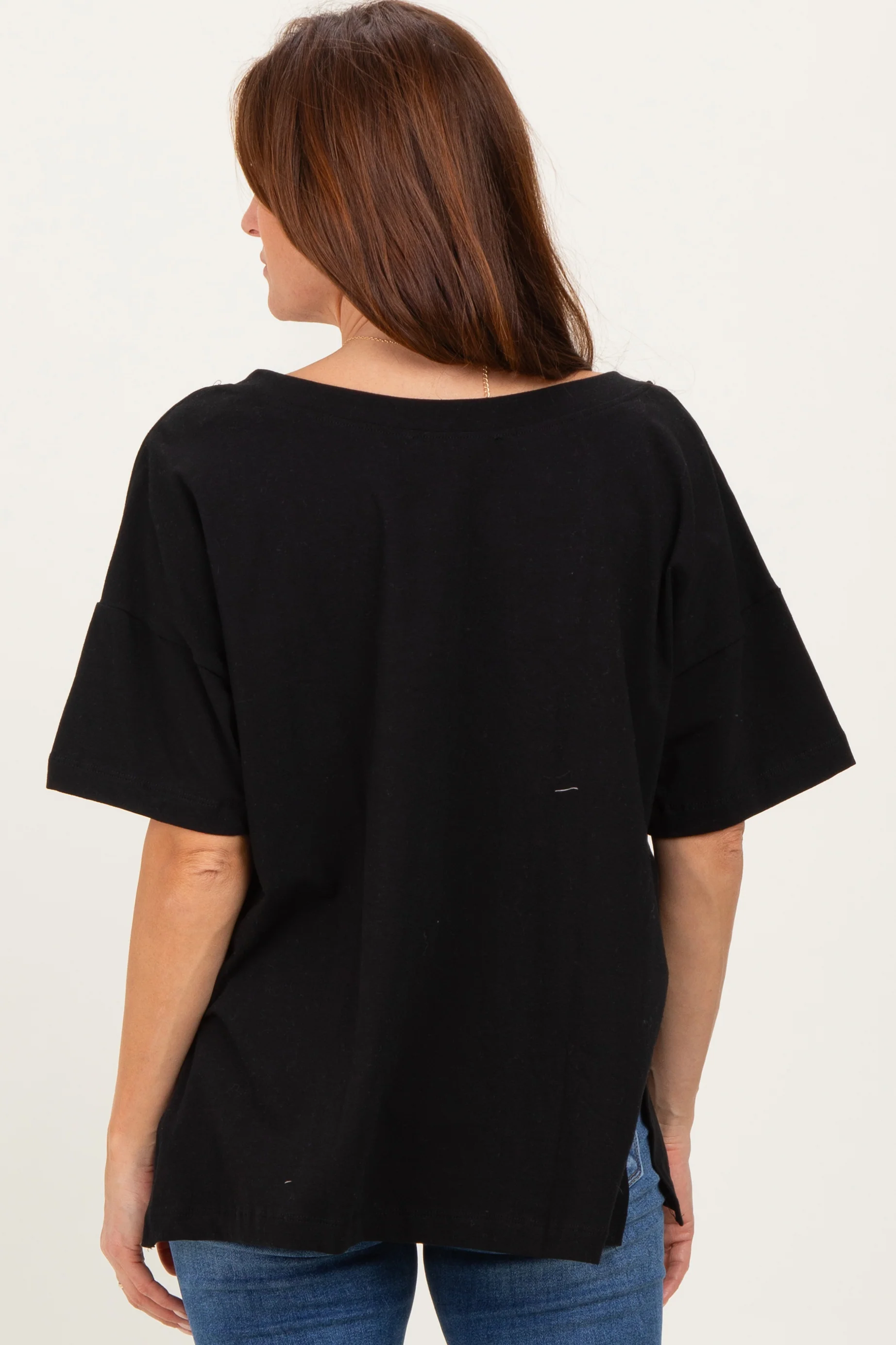 Black Oversized Reversible V-Neck Tee - Image 4