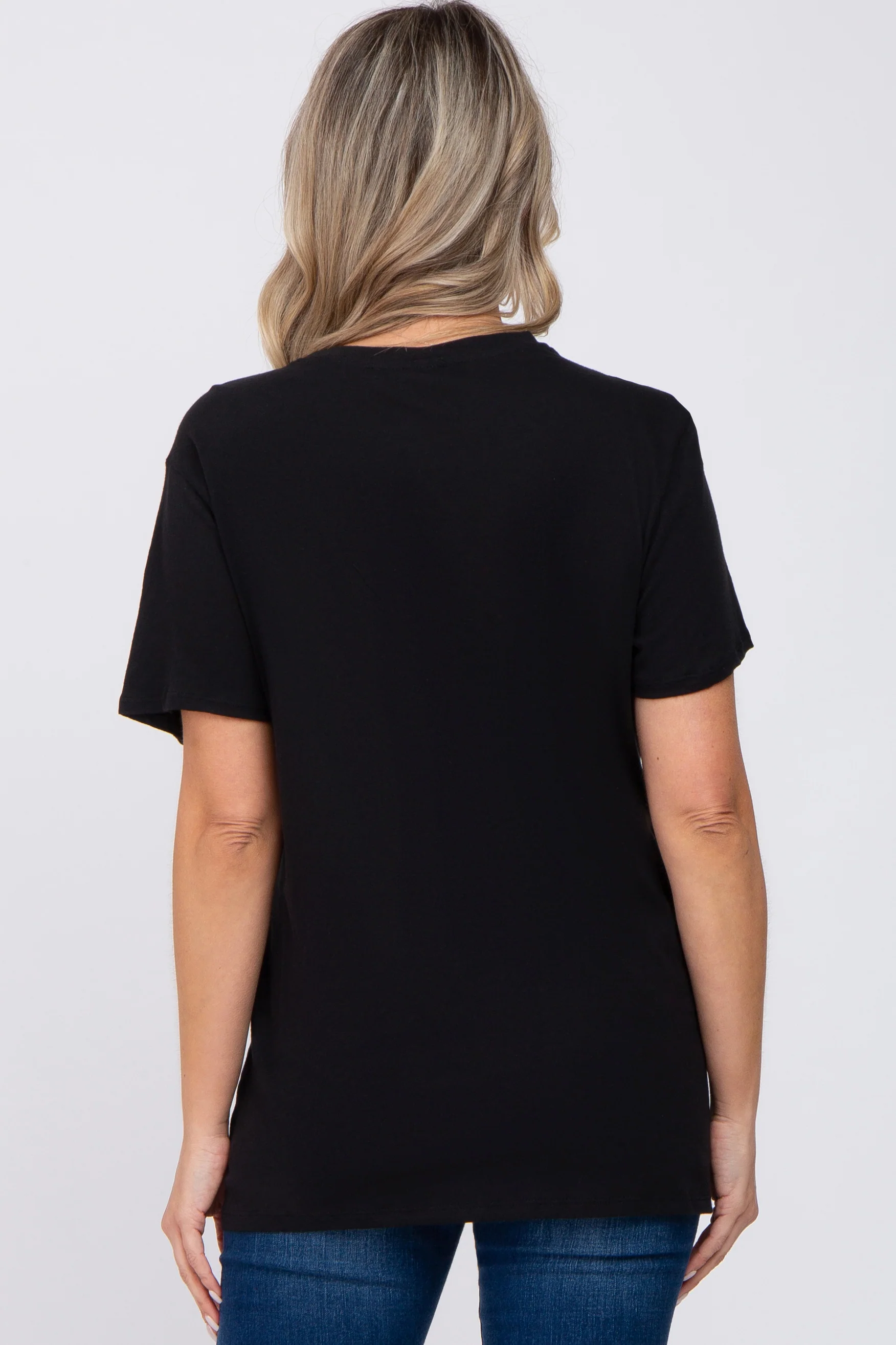Black Oversized Short Sleeve Maternity Top - Image 3