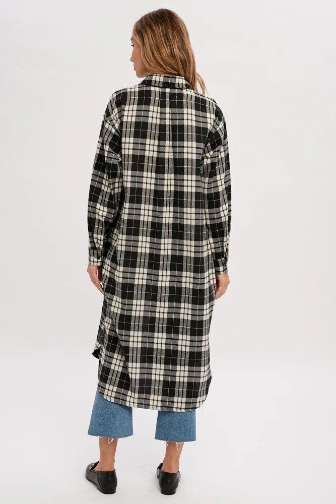 Black Plaid Oversized Shirt - Image 4
