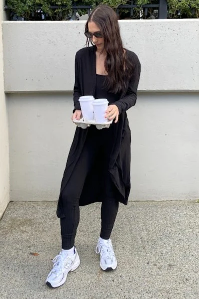Black Ribbed Jumpsuit Two Piece Set - Image 10