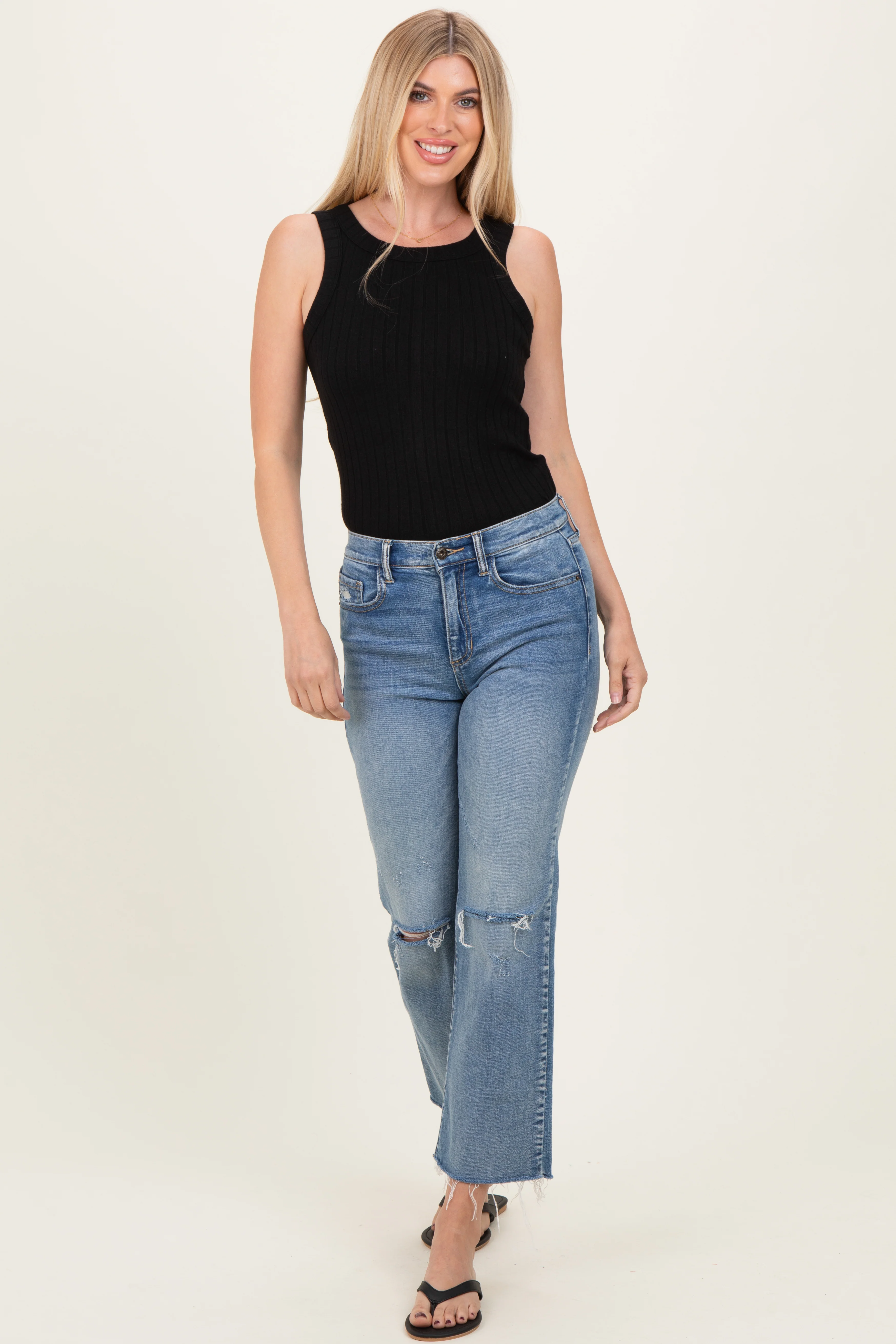Black Ribbed Scoop Neck Tank - Image 3