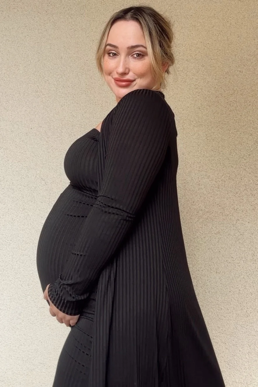 Black Ribbed Sleeveless Dress Cardigan Maternity Set - Image 11