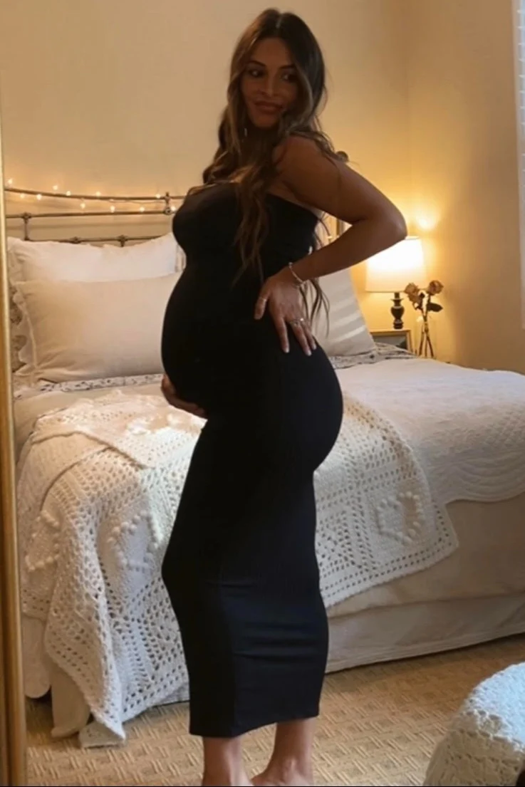 Black Ribbed Sleeveless Dress Cardigan Maternity Set - Image 6