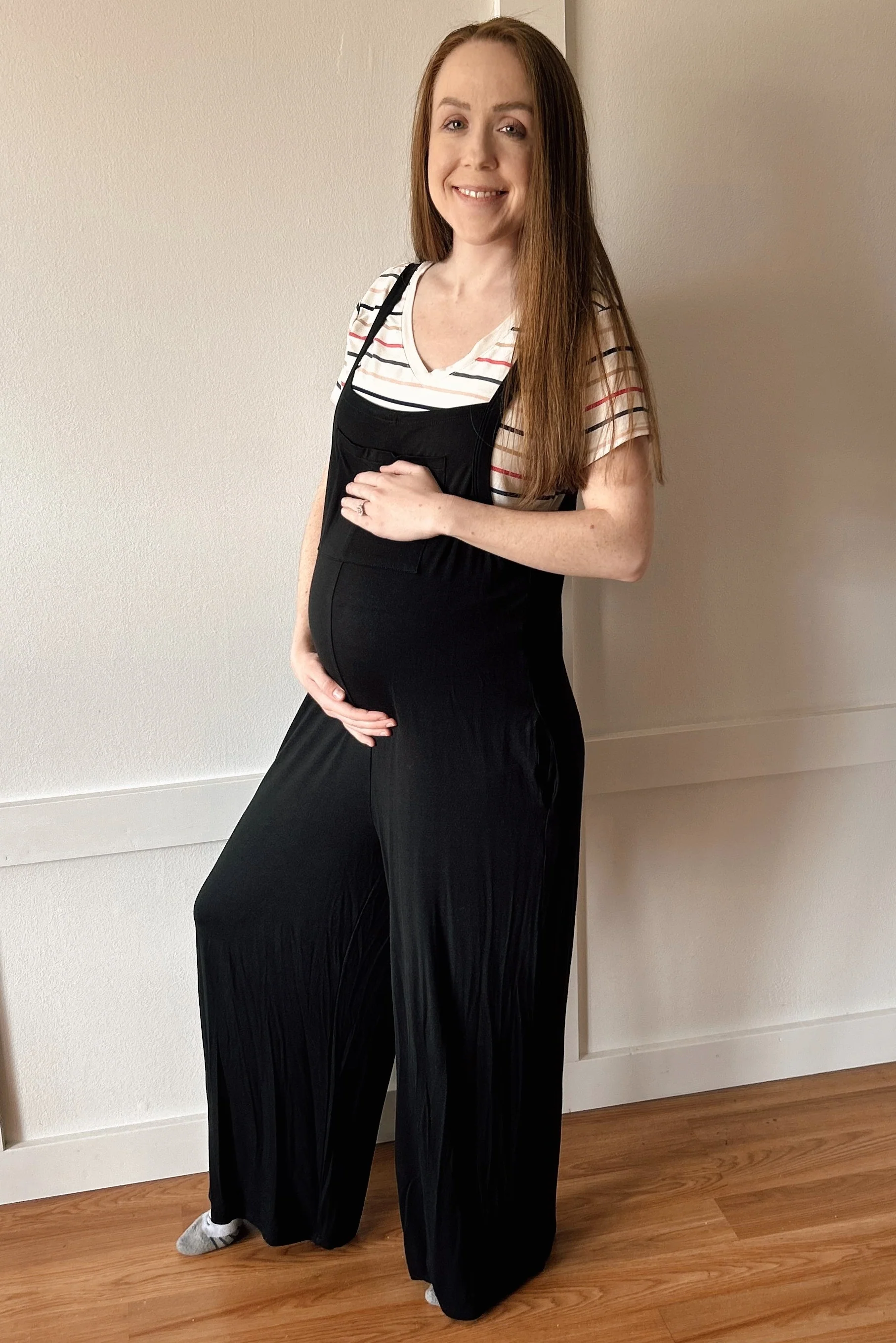 Black Sleeveless Pocketed Wide Leg Maternity Jumpsuit - Image 23