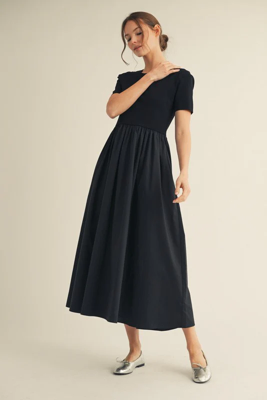 Black Solid Maternity Maxi Dress - Image 5