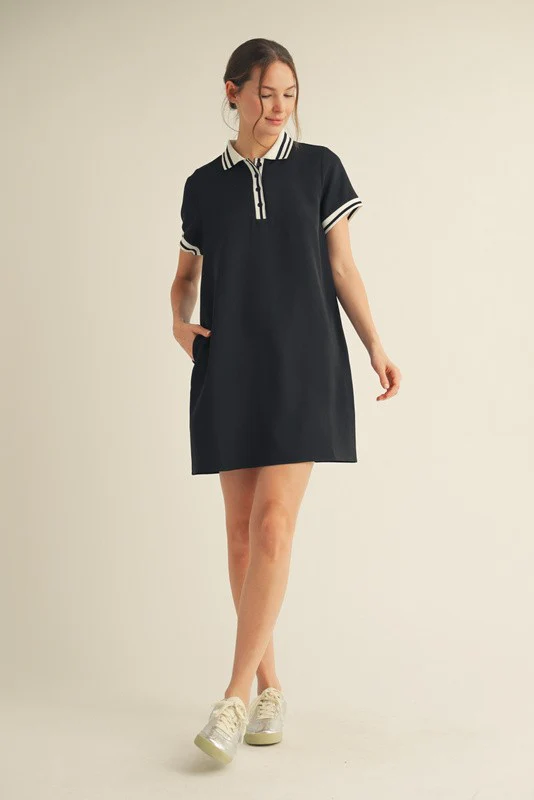Black Sporty Polo Dress - Image 4
