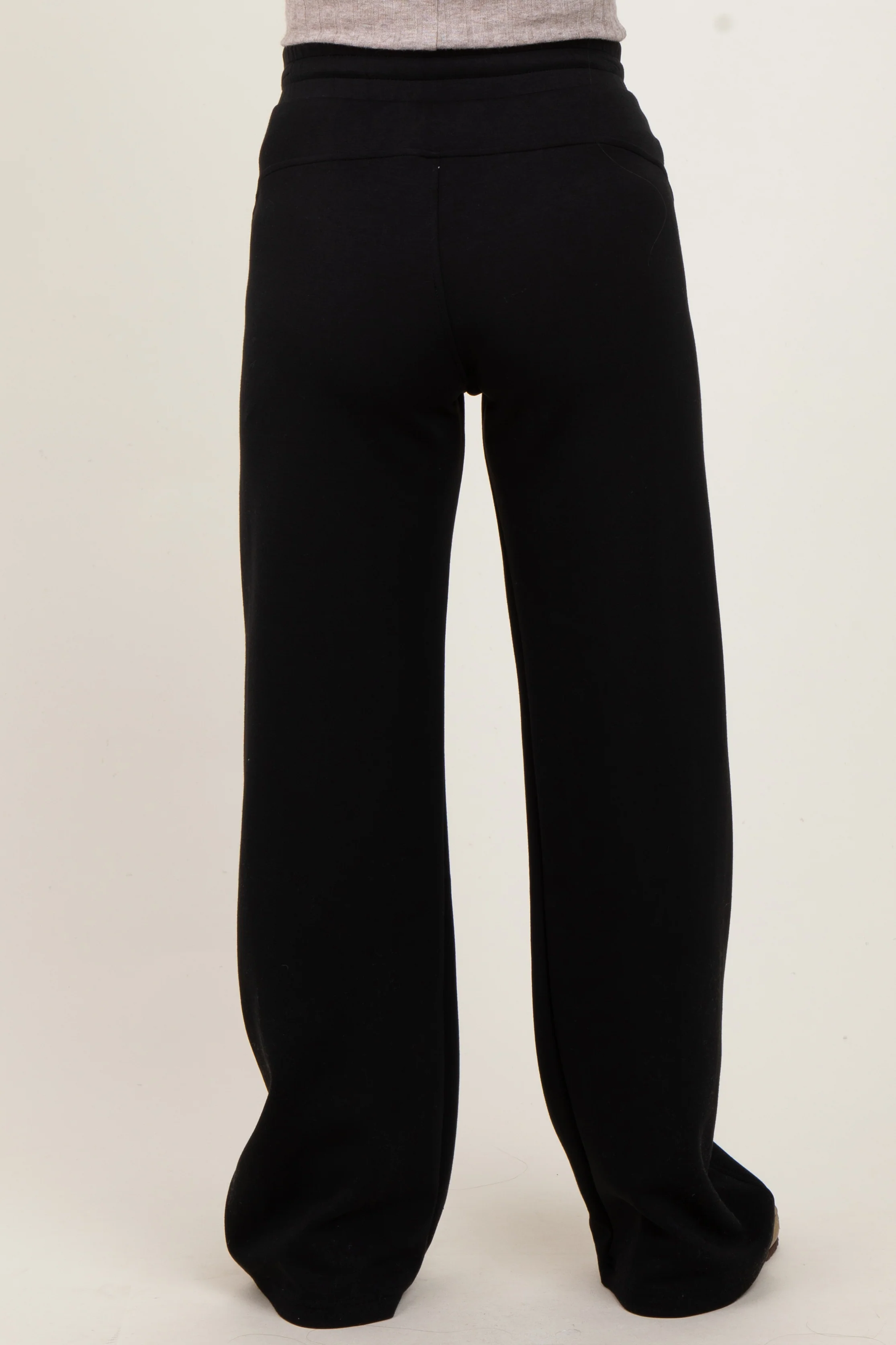 Black Straight Leg Drawstring Maternity Sweatpants - Image 4