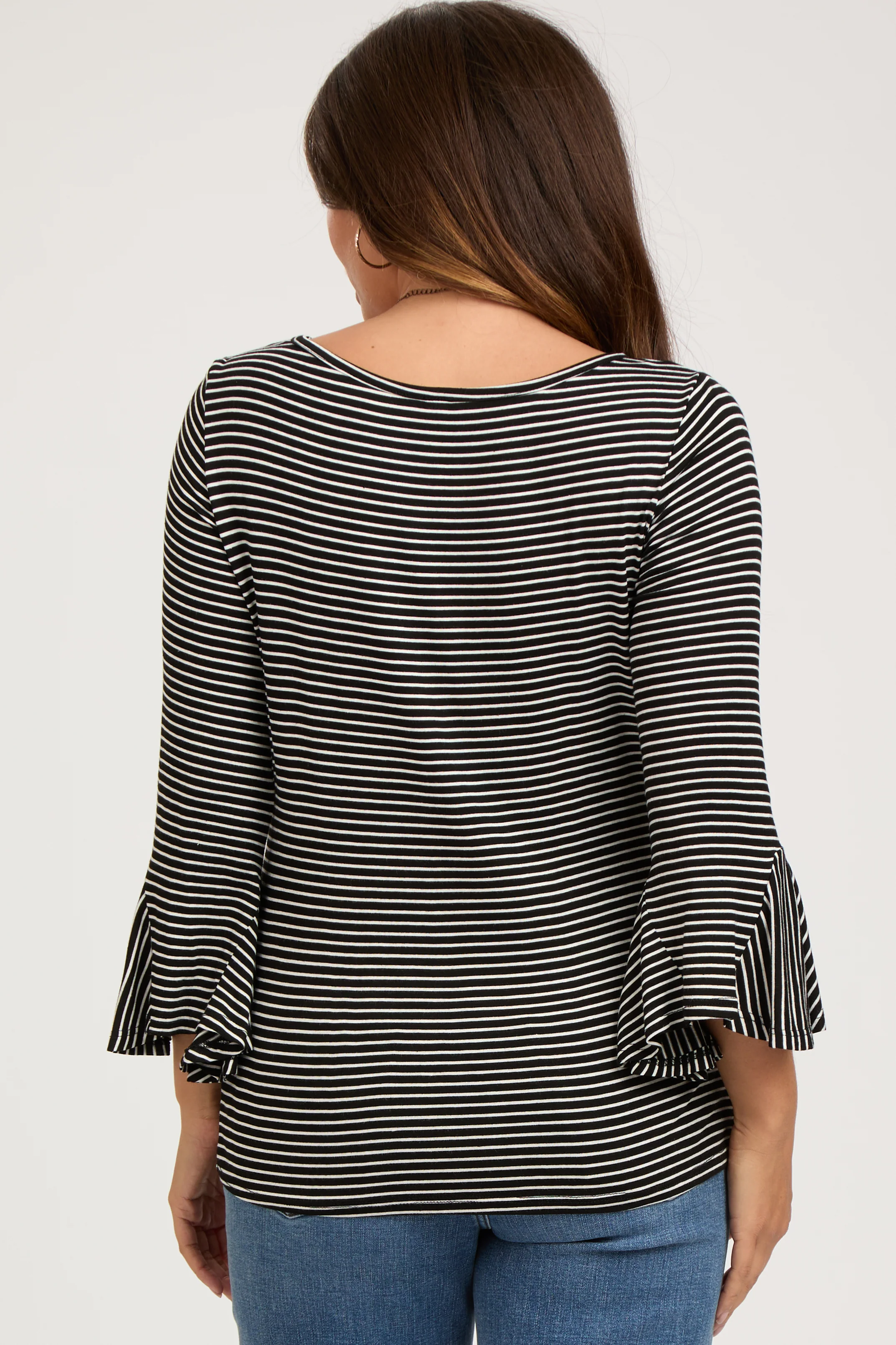 Black Striped Maternity 3/4 Sleeve Top - Image 3