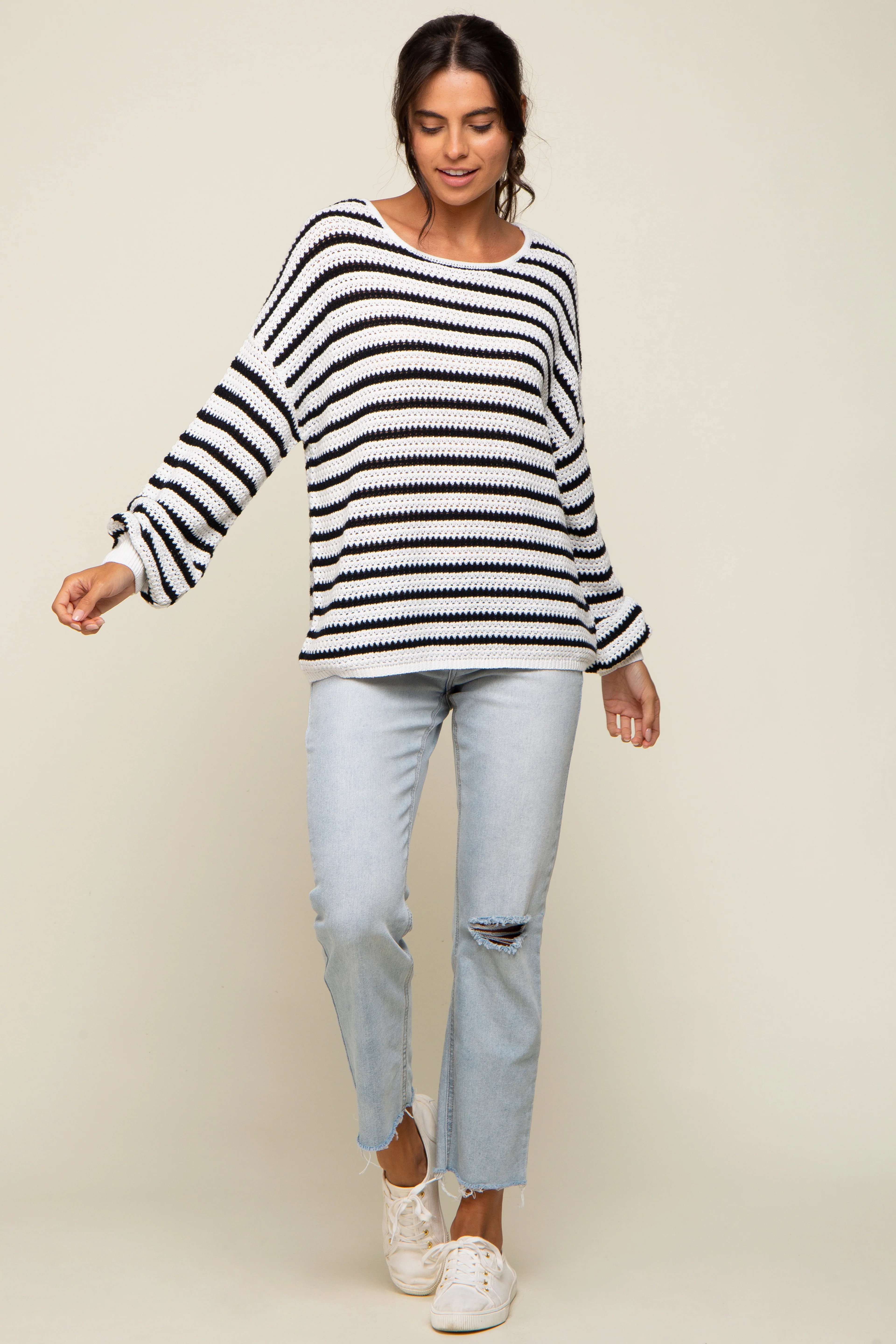 Black Striped Maternity Sweater - Image 5