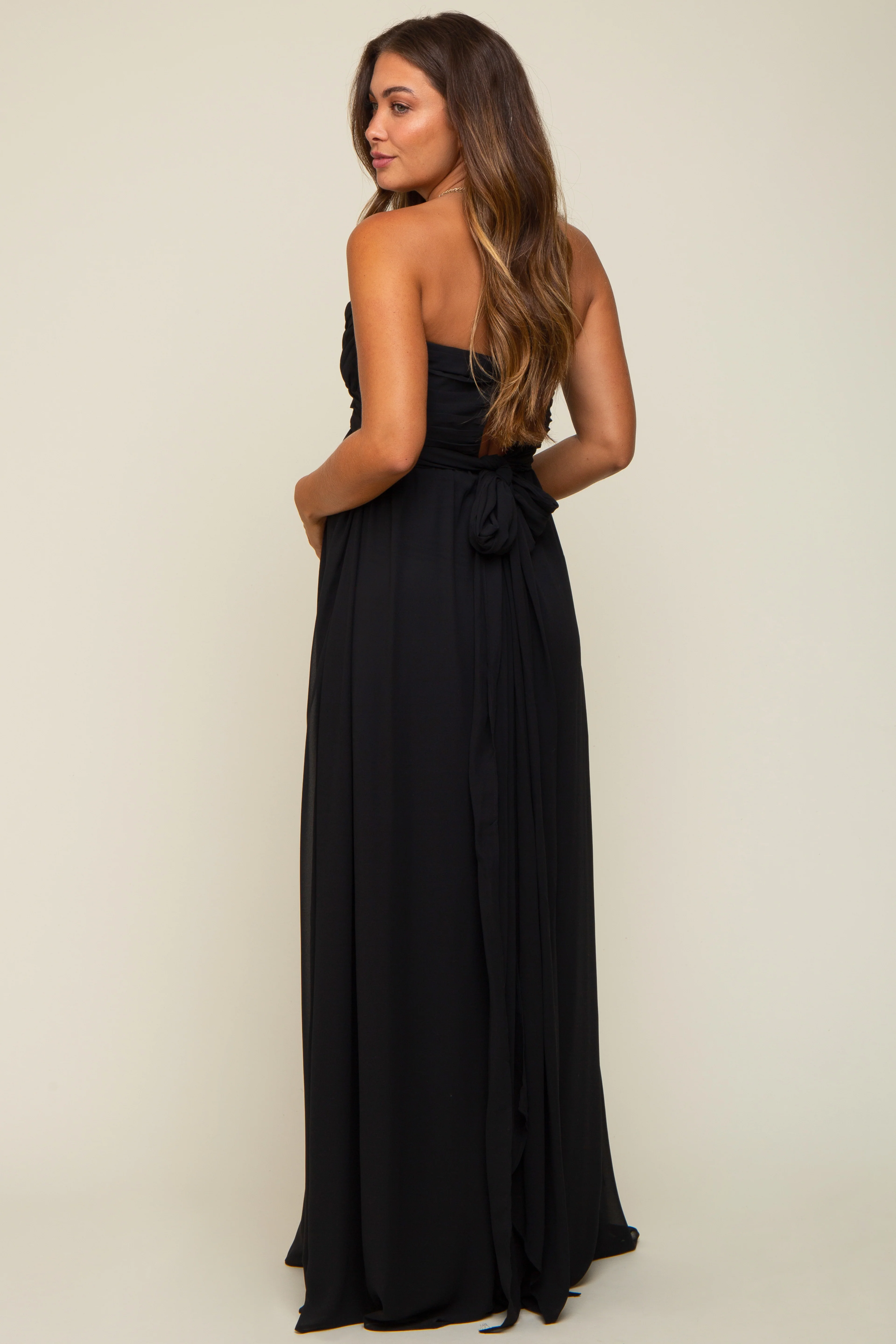 Black Sweetheart Convertible Chiffon Maternity Gown - Image 3
